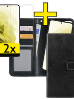 LUQ LUQ Samsung Galaxy S21 Hoesje Bookcase Uitneembaar Met 2x Screenprotector - Zwart