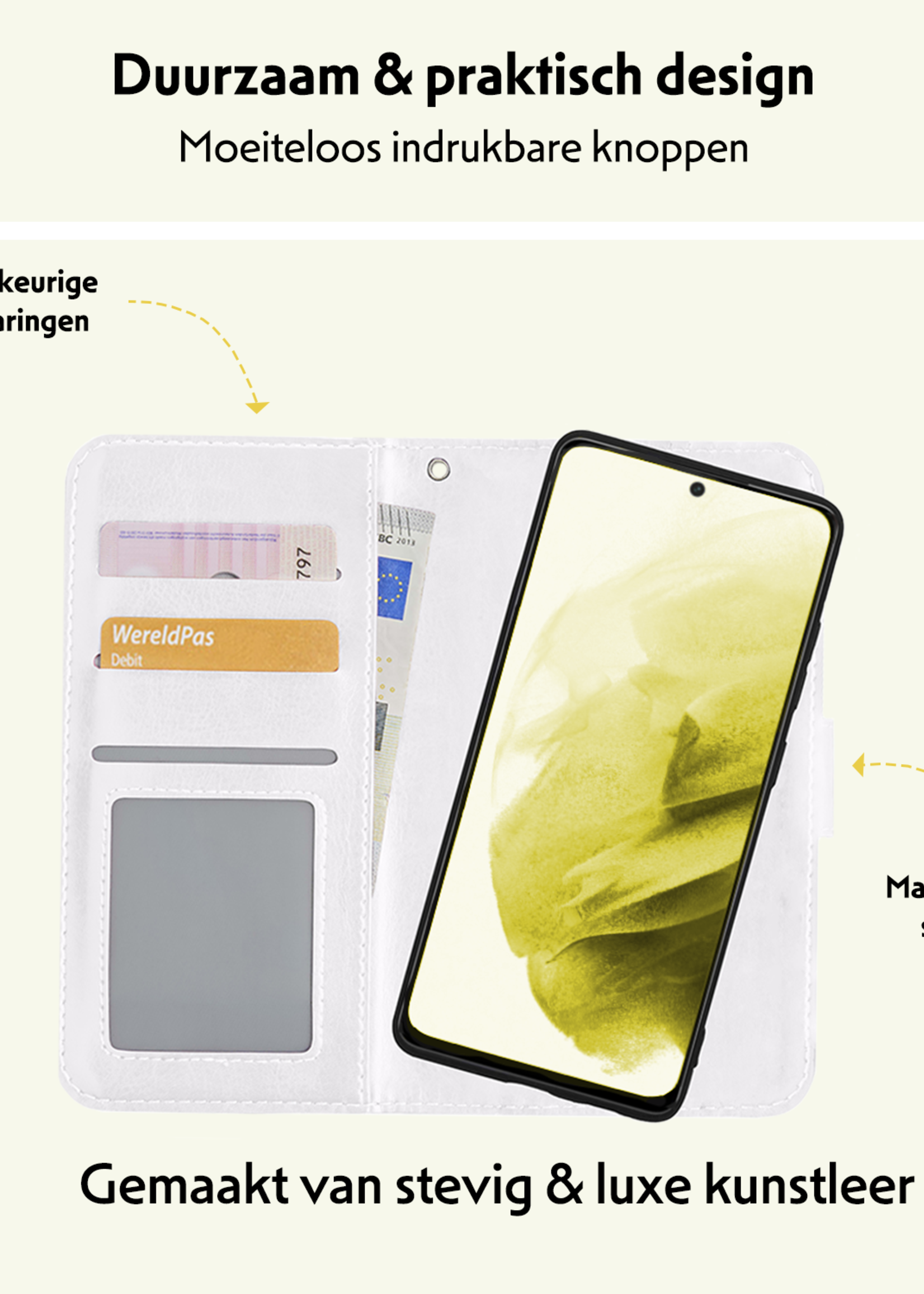 LUQ Hoesje Geschikt voor <model> Hoesje Case Uitneembare Bookcase 2-in-1 Hoes Met Screenprotector - Hoes Geschikt voor <model2> Hoes Wallet Case Met Pasjeshouder Hoesje - <color>