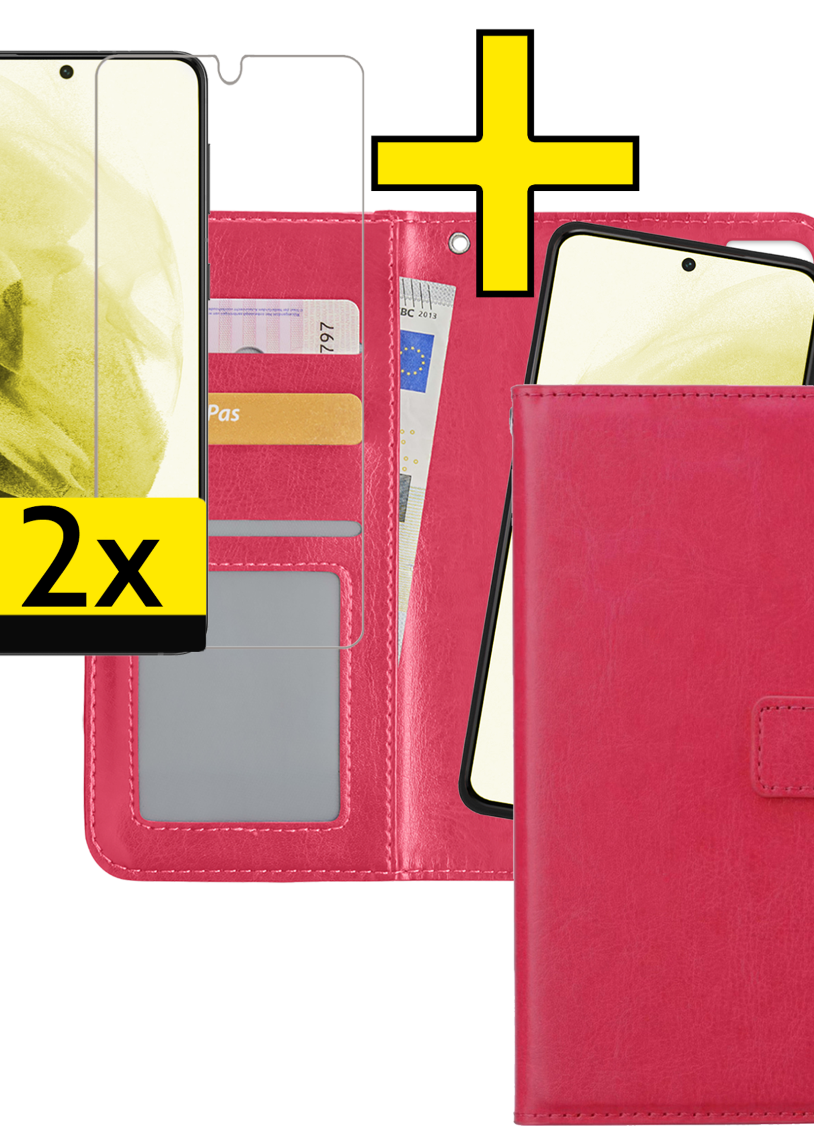 LUQ Hoesje Geschikt voor <model> Hoesje Case Uitneembare Bookcase 2-in-1 Hoes Met 2x Screenprotector - Hoes Geschikt voor <model2> Hoes Wallet Case Met Pasjeshouder Hoesje - <color>