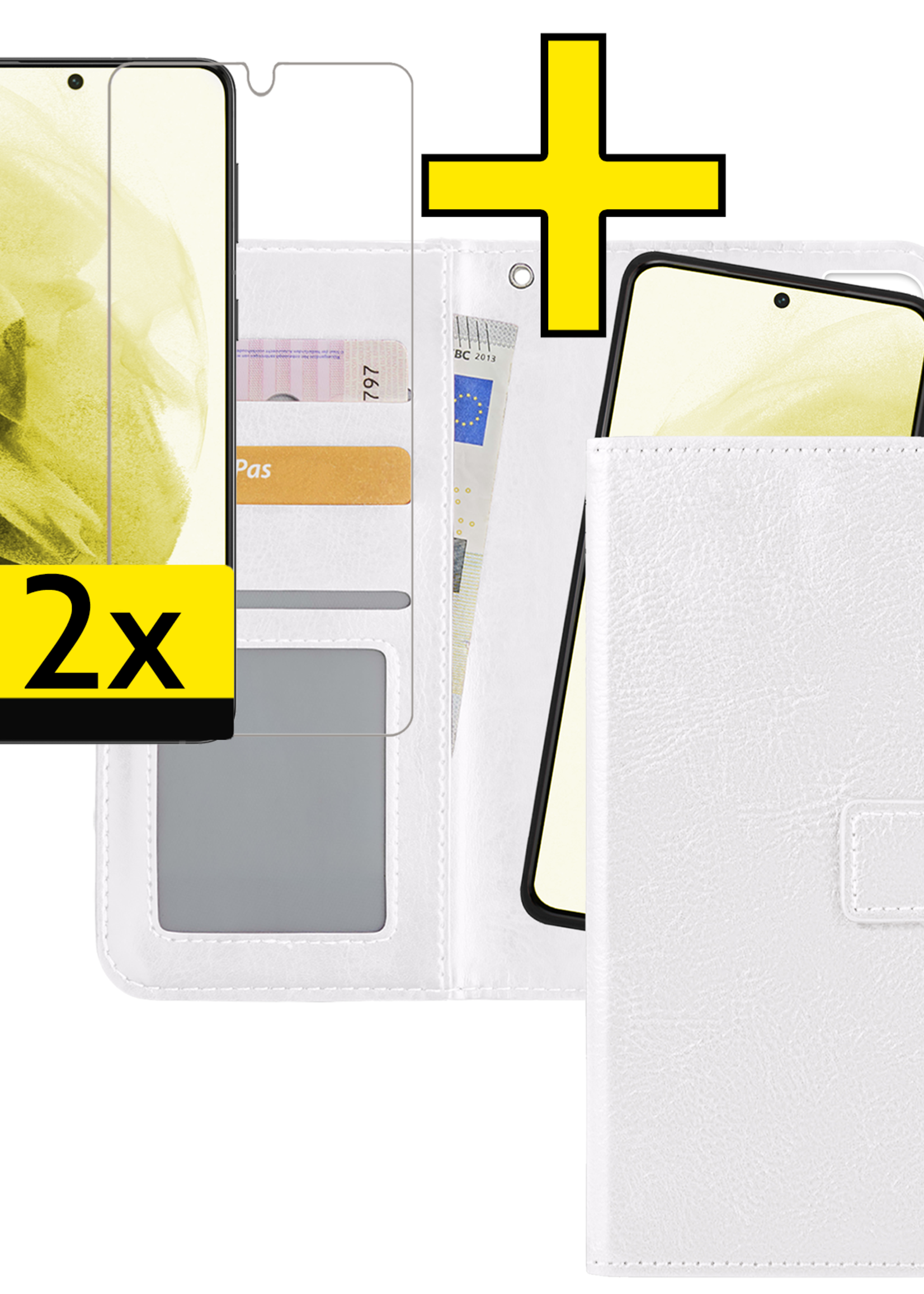 LUQ Hoesje Geschikt voor <model> Hoesje Case Uitneembare Bookcase 2-in-1 Hoes Met 2x Screenprotector - Hoes Geschikt voor <model2> Hoes Wallet Case Met Pasjeshouder Hoesje - <color>