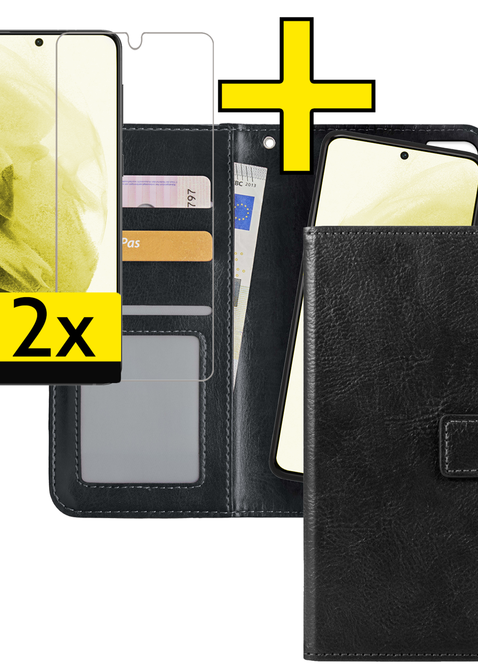LUQ Hoesje Geschikt voor <model> Hoesje Case Uitneembare Bookcase 2-in-1 Hoes Met 2x Screenprotector - Hoes Geschikt voor <model2> Hoes Wallet Case Met Pasjeshouder Hoesje - <color>