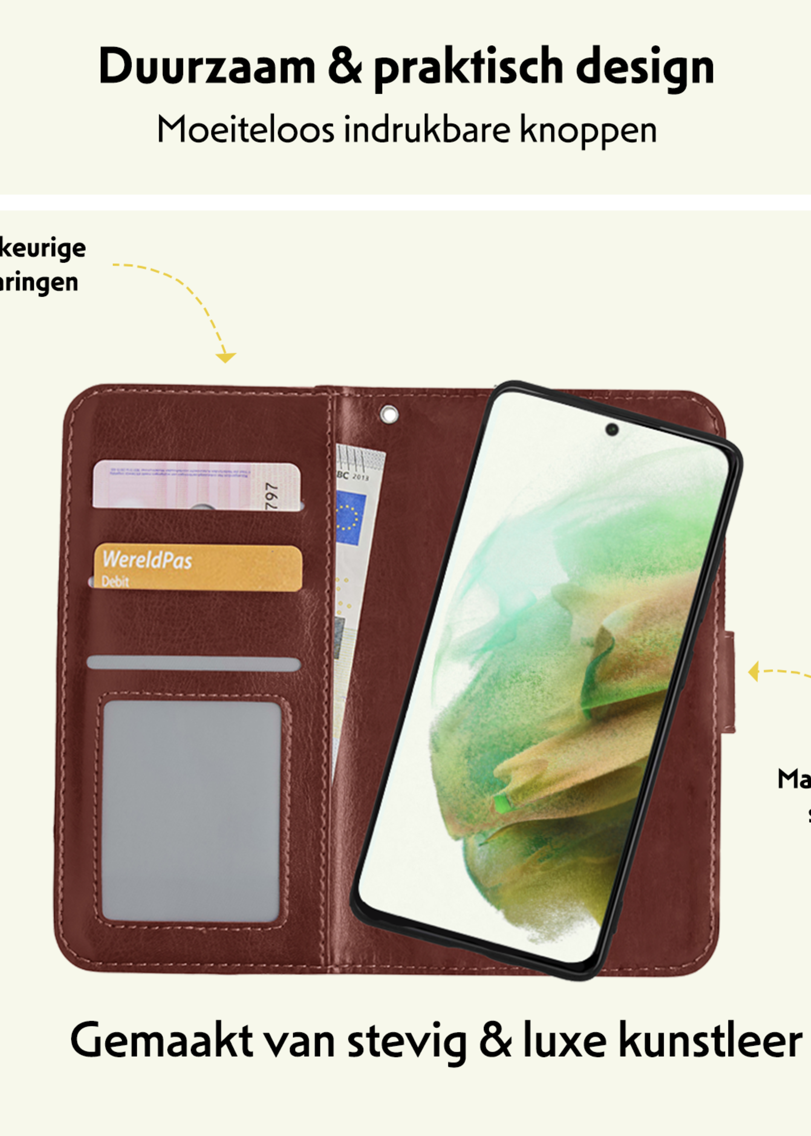 LUQ Hoesje Geschikt voor <model> Hoesje Case Uitneembare Bookcase 2-in-1 Hoes Met Screenprotector - Hoes Geschikt voor <model2> Hoes Wallet Case Met Pasjeshouder Hoesje - <color>