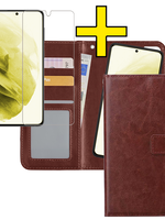 LUQ LUQ Samsung Galaxy S21 Ultra Hoesje Bookcase Uitneembaar Met Screenprotector - Bruin
