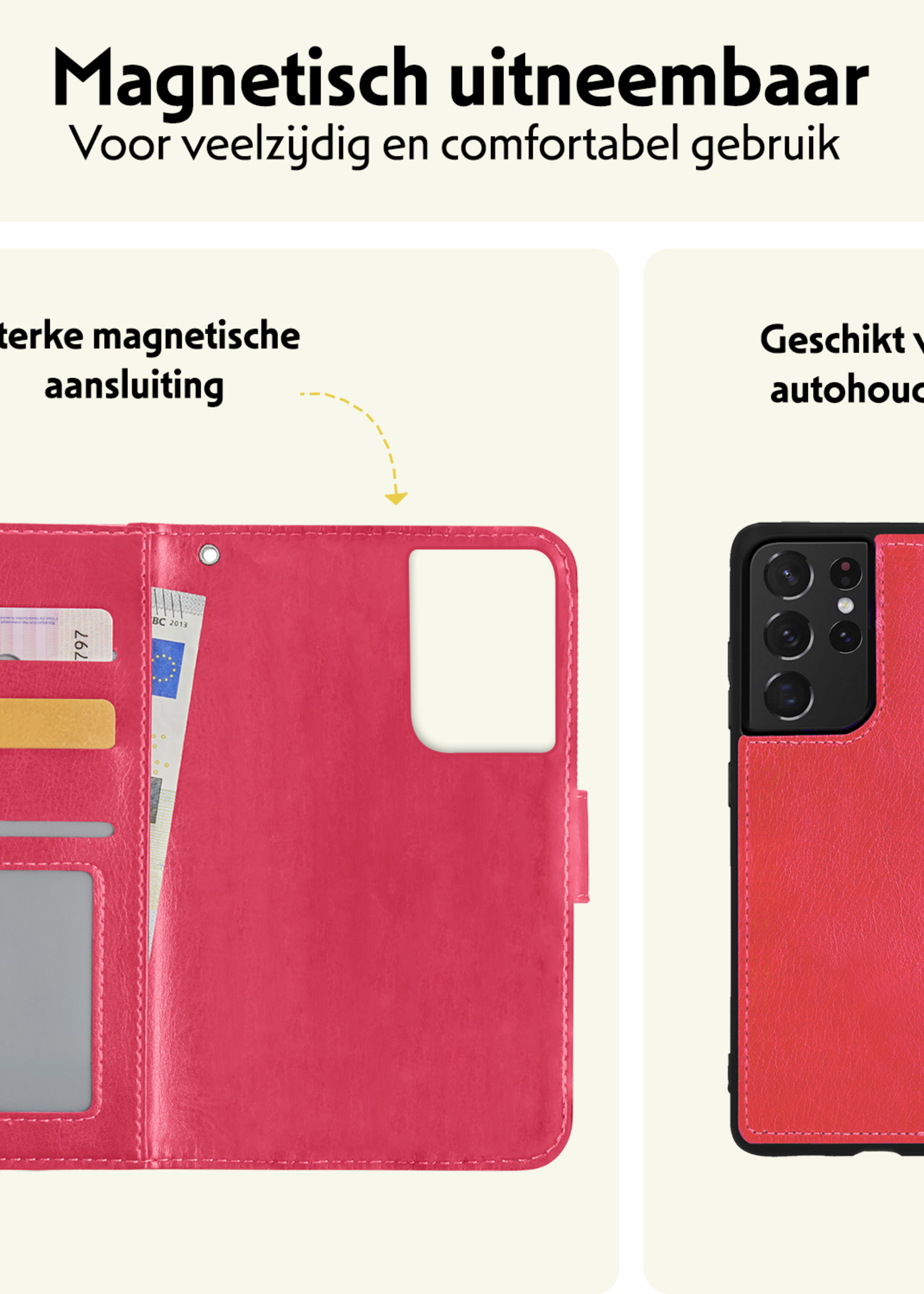 LUQ Hoesje Geschikt voor <model> Hoesje Case Uitneembare Bookcase 2-in-1 Hoes Met Screenprotector - Hoes Geschikt voor <model2> Hoes Wallet Case Met Pasjeshouder Hoesje - <color>
