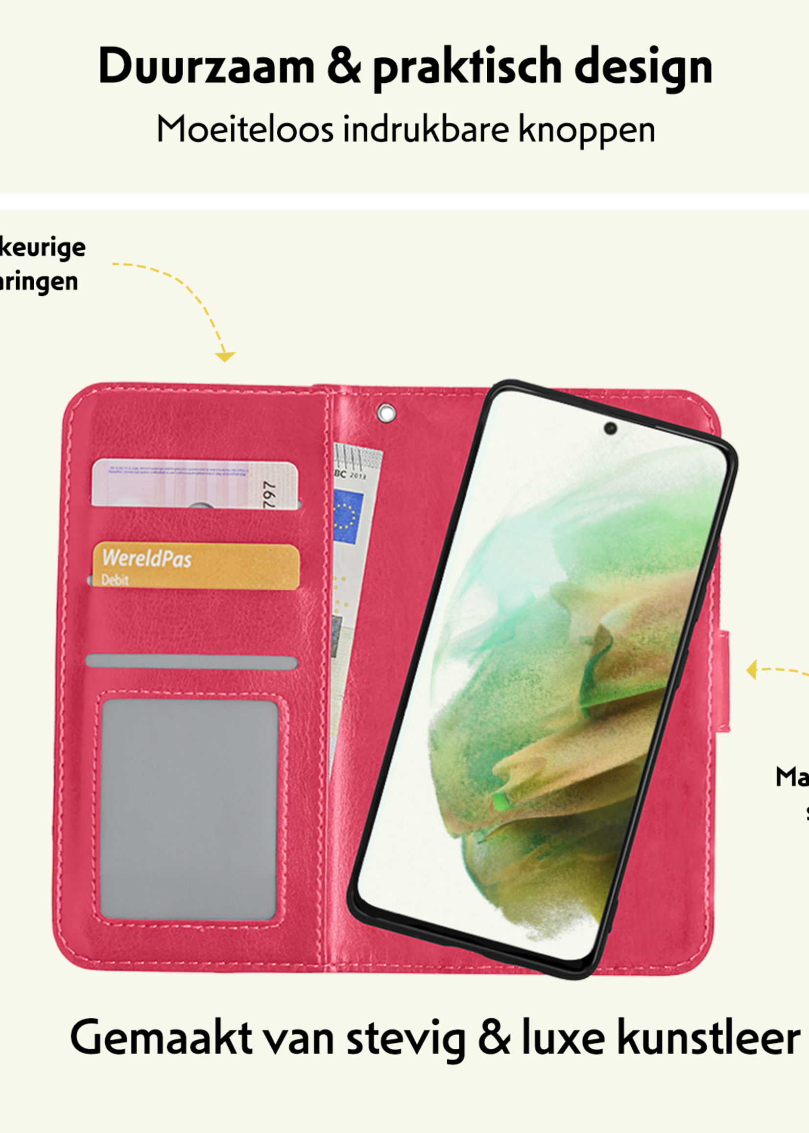 LUQ Hoesje Geschikt voor <model> Hoesje Case Uitneembare Bookcase 2-in-1 Hoes Met Screenprotector - Hoes Geschikt voor <model2> Hoes Wallet Case Met Pasjeshouder Hoesje - <color>