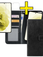 LUQ LUQ Samsung Galaxy S21 Ultra Hoesje Bookcase Uitneembaar Met Screenprotector - Zwart