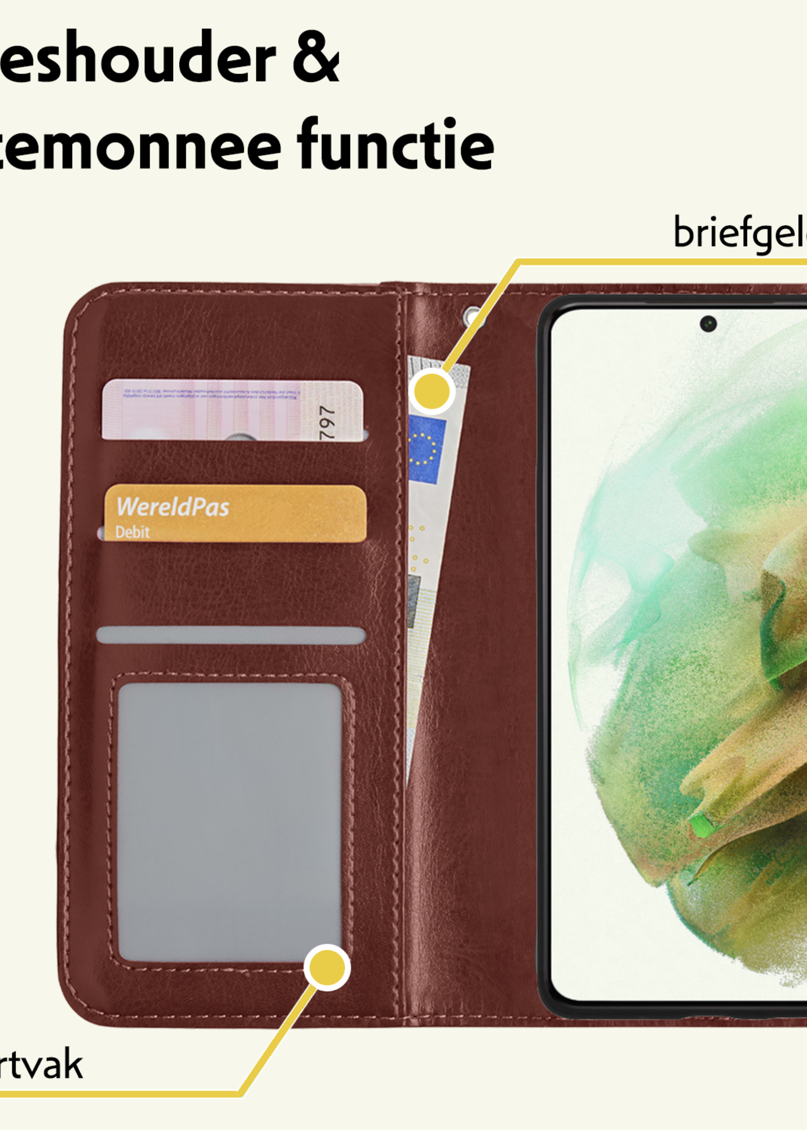 LUQ Hoesje Geschikt voor <model> Hoesje Case Uitneembare Bookcase 2-in-1 Hoes Met 2x Screenprotector - Hoes Geschikt voor <model2> Hoes Wallet Case Met Pasjeshouder Hoesje - <color>