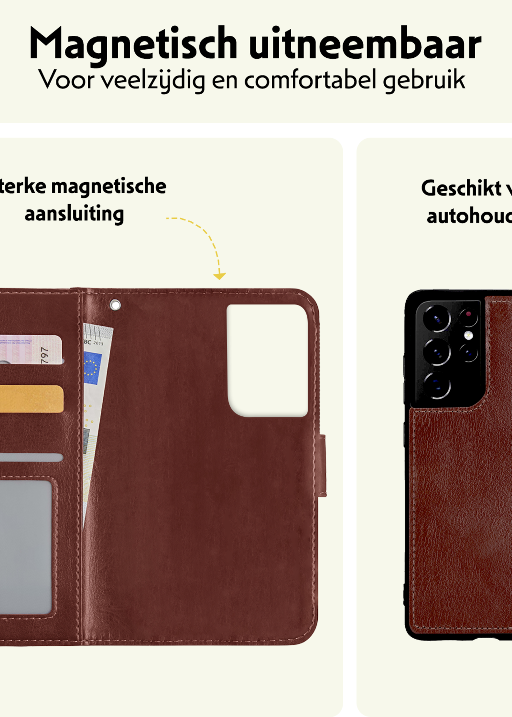 LUQ Hoesje Geschikt voor <model> Hoesje Case Uitneembare Bookcase 2-in-1 Hoes Met 2x Screenprotector - Hoes Geschikt voor <model2> Hoes Wallet Case Met Pasjeshouder Hoesje - <color>