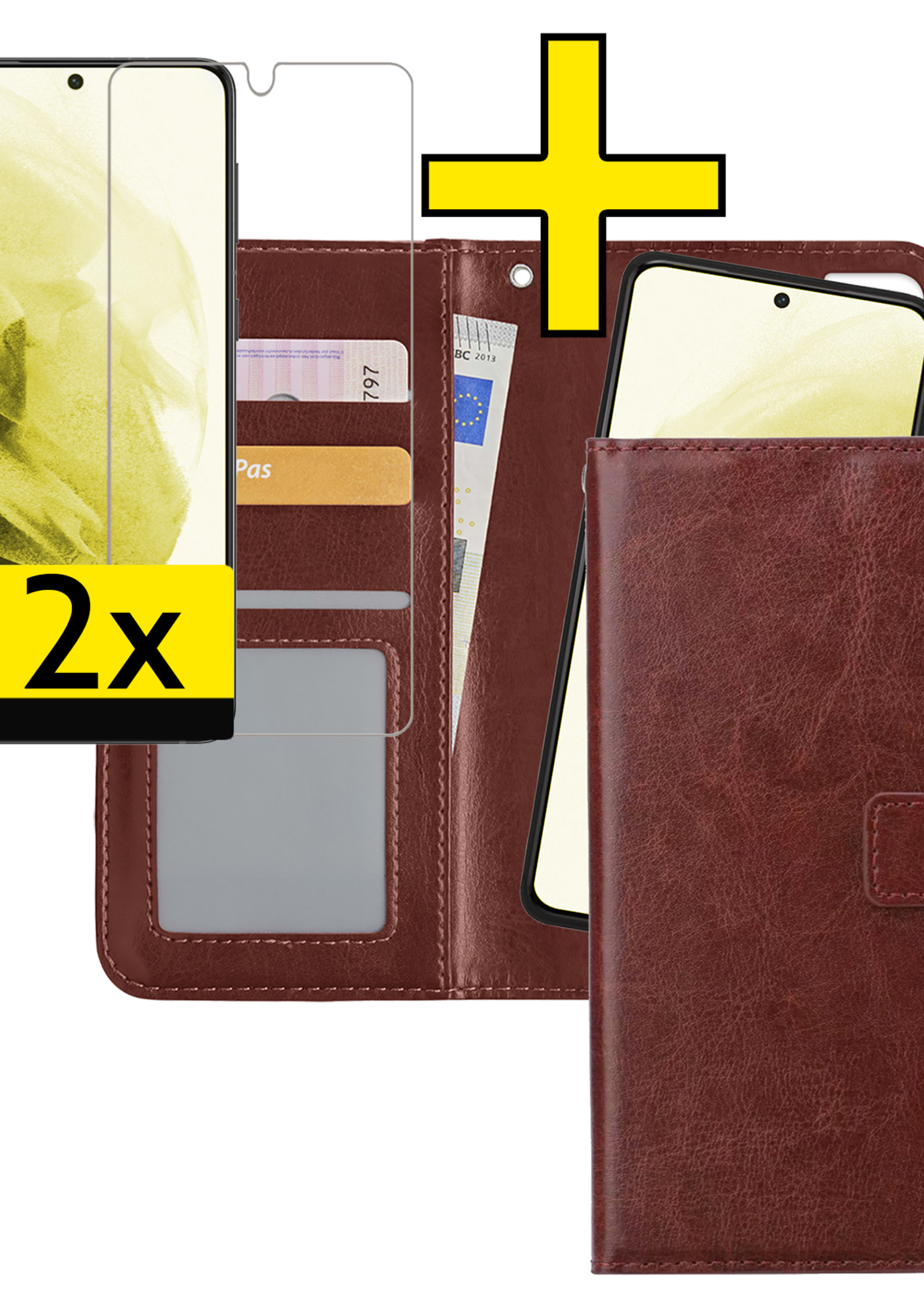 LUQ Hoesje Geschikt voor <model> Hoesje Case Uitneembare Bookcase 2-in-1 Hoes Met 2x Screenprotector - Hoes Geschikt voor <model2> Hoes Wallet Case Met Pasjeshouder Hoesje - <color>