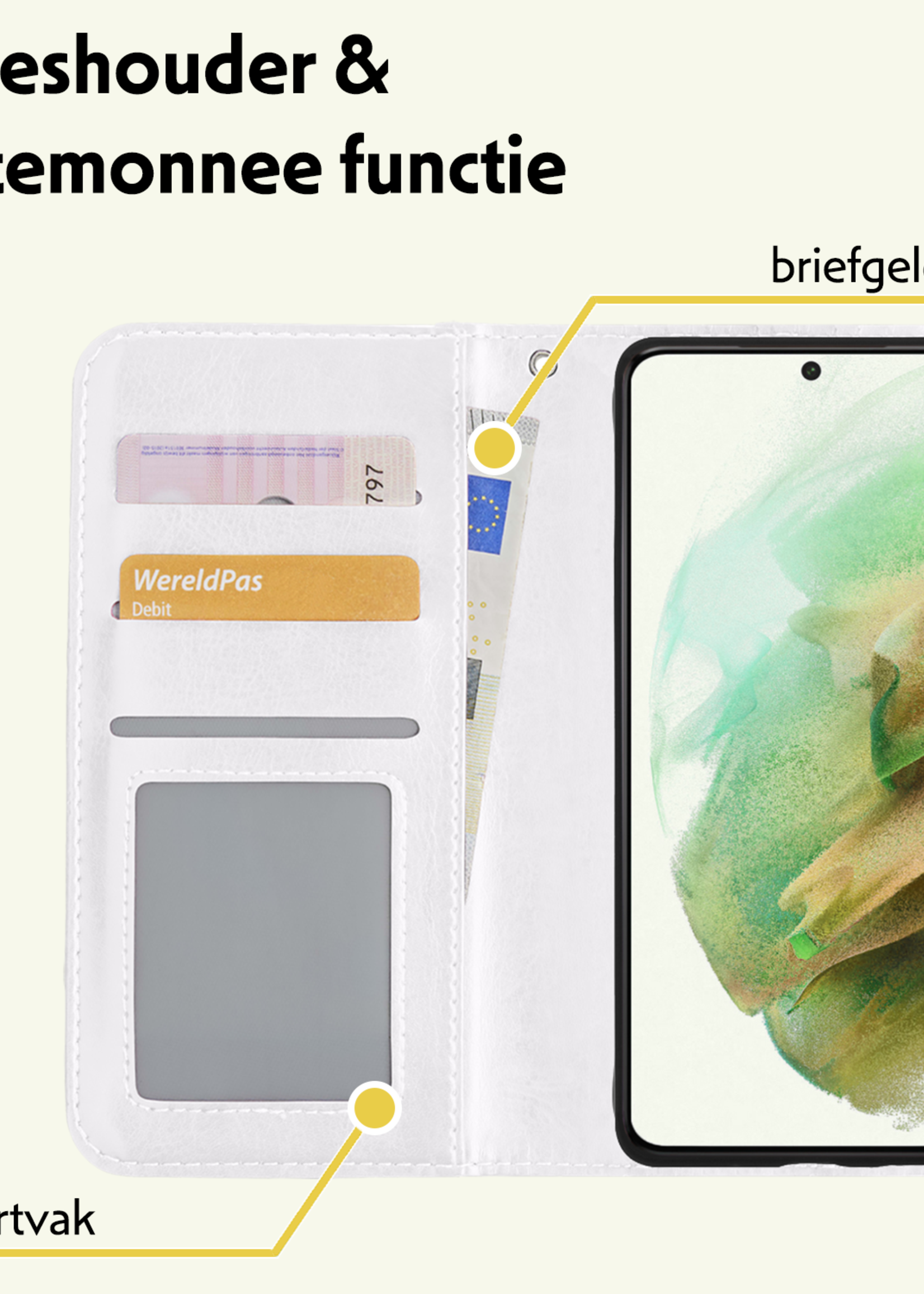 LUQ Hoesje Geschikt voor <model> Hoesje Case Uitneembare Bookcase 2-in-1 Hoes Met 2x Screenprotector - Hoes Geschikt voor <model2> Hoes Wallet Case Met Pasjeshouder Hoesje - <color>