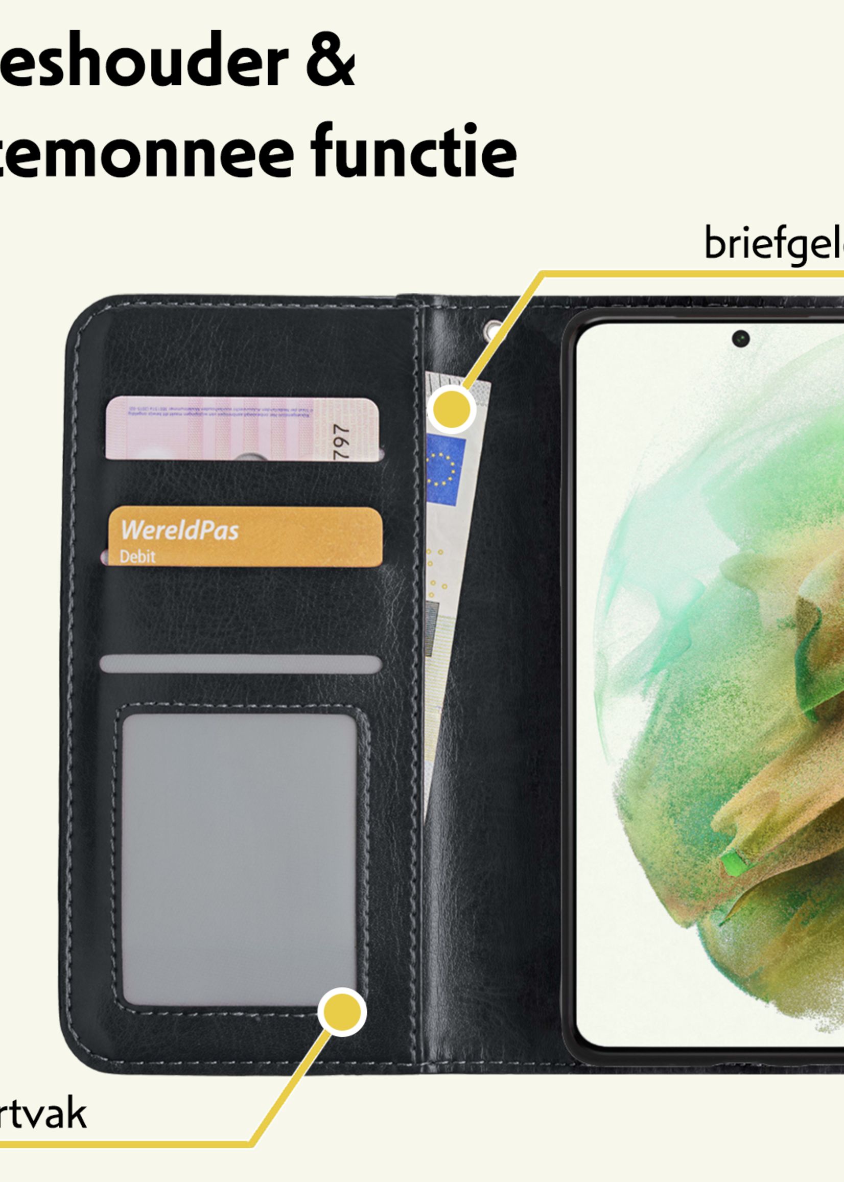 LUQ Hoesje Geschikt voor <model> Hoesje Case Uitneembare Bookcase 2-in-1 Hoes Met 2x Screenprotector - Hoes Geschikt voor <model2> Hoes Wallet Case Met Pasjeshouder Hoesje - <color>