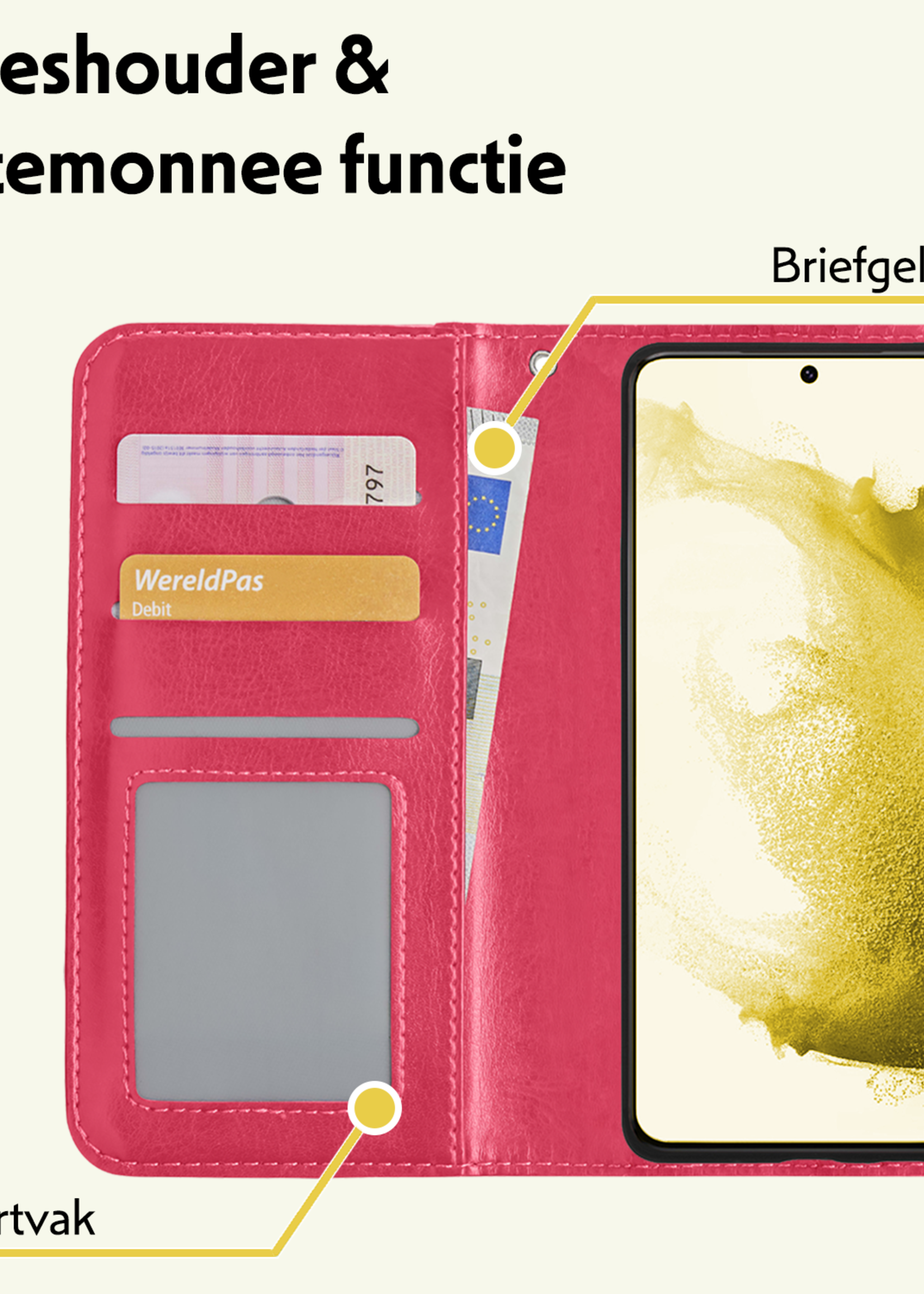 LUQ Hoesje Geschikt voor <model> Hoesje Case Uitneembare Bookcase 2-in-1 Hoes Met Screenprotector - Hoes Geschikt voor <model2> Hoes Wallet Case Met Pasjeshouder Hoesje - <color>