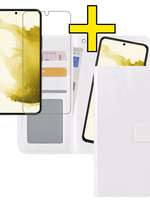LUQ LUQ Samsung Galaxy S22 Hoesje Bookcase Uitneembaar Met Screenprotector - Wit