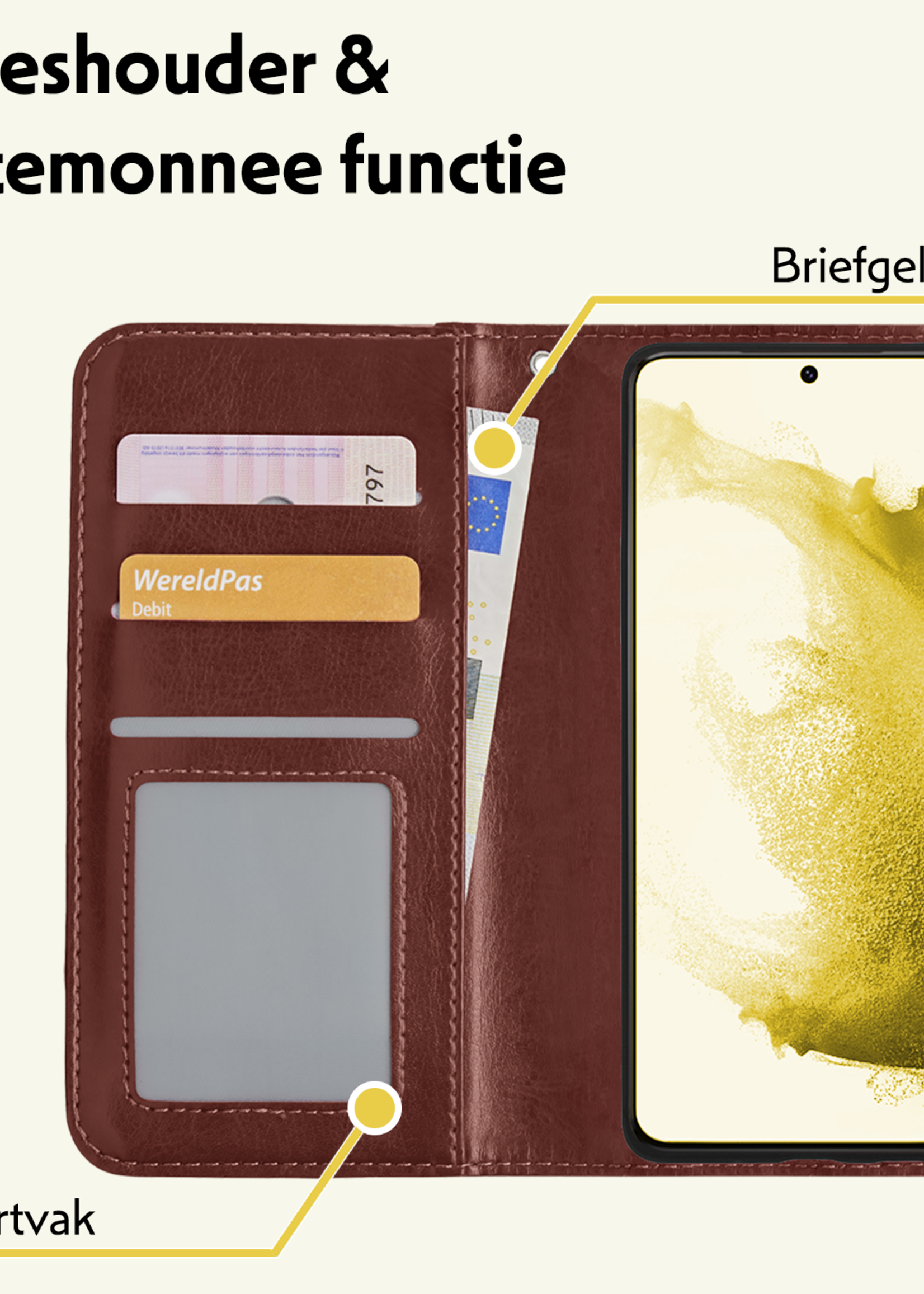 LUQ Hoesje Geschikt voor <model> Hoesje Case Uitneembare Bookcase 2-in-1 Hoes Met 2x Screenprotector - Hoes Geschikt voor <model2> Hoes Wallet Case Met Pasjeshouder Hoesje - <color>