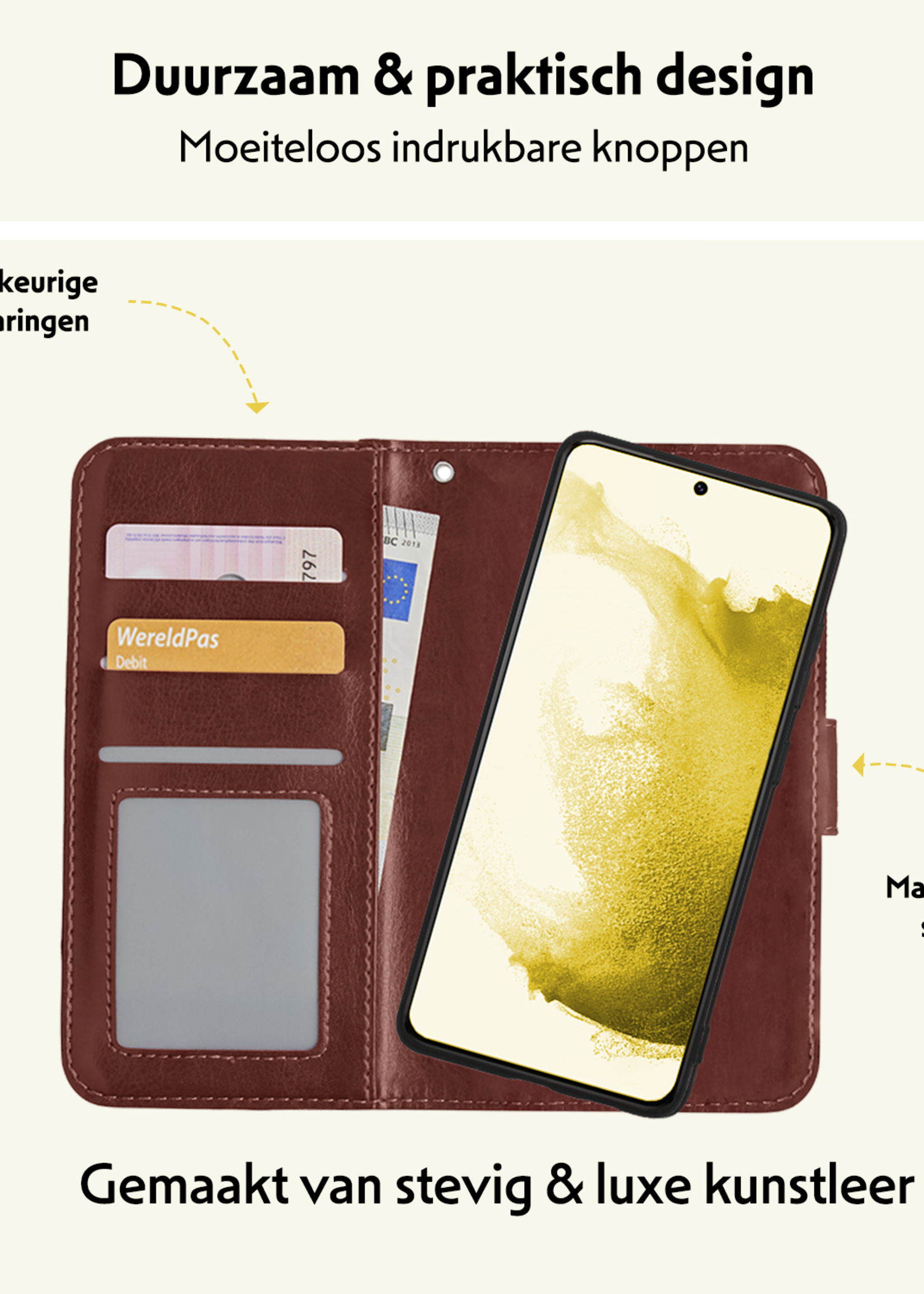 LUQ Hoesje Geschikt voor <model> Hoesje Case Uitneembare Bookcase 2-in-1 Hoes Met 2x Screenprotector - Hoes Geschikt voor <model2> Hoes Wallet Case Met Pasjeshouder Hoesje - <color>