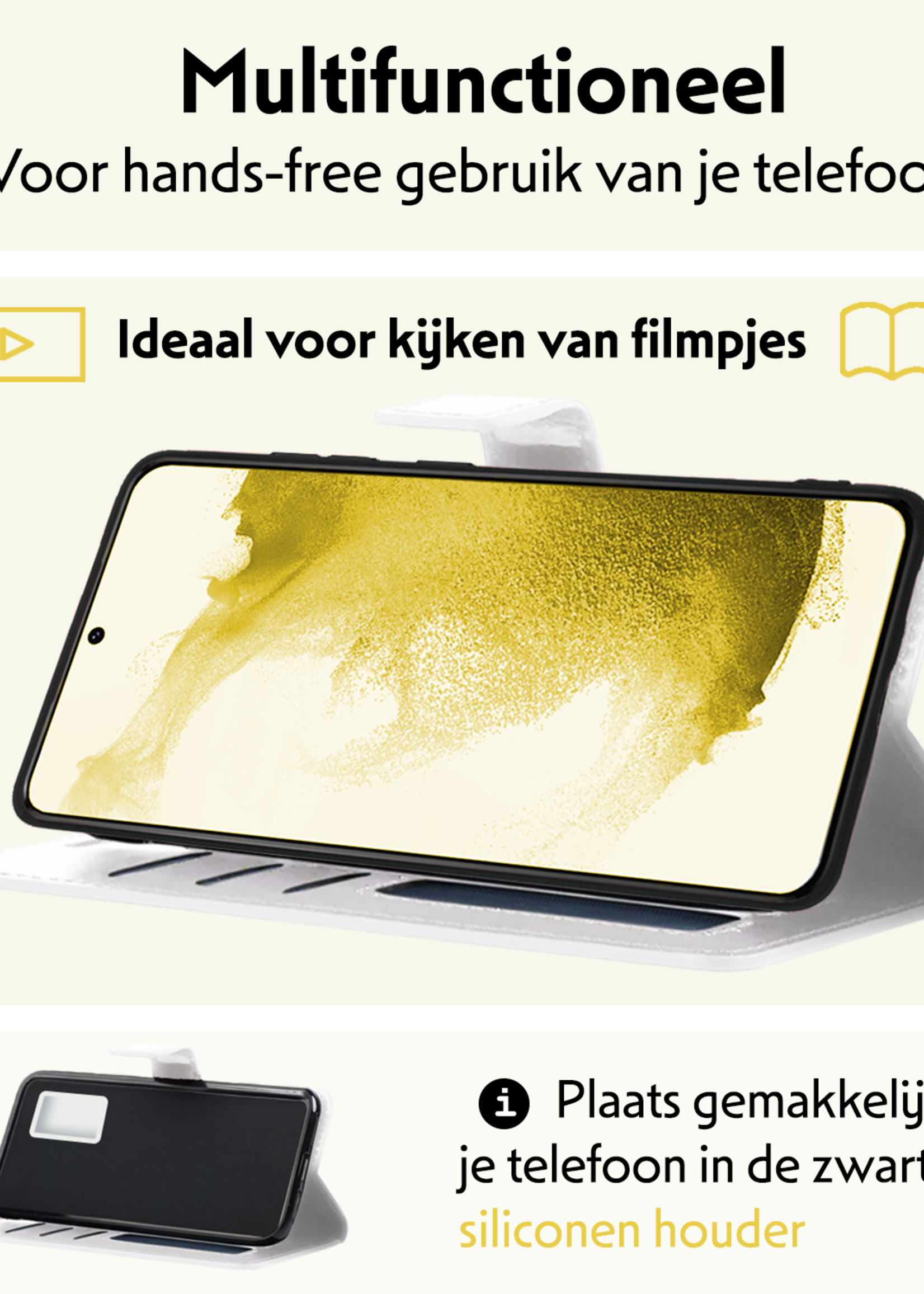 LUQ Hoesje Geschikt voor <model> Hoesje Case Uitneembare Bookcase 2-in-1 Hoes Met 2x Screenprotector - Hoes Geschikt voor <model2> Hoes Wallet Case Met Pasjeshouder Hoesje - <color>