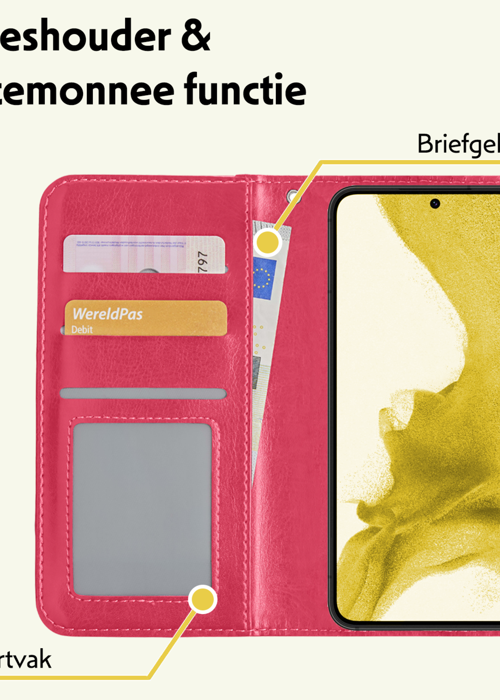 LUQ Hoesje Geschikt voor <model> Hoesje Case Uitneembare Bookcase 2-in-1 Hoes - Hoes Geschikt voor <model2> Hoes Wallet Case Met Pasjeshouder Hoesje - <color>