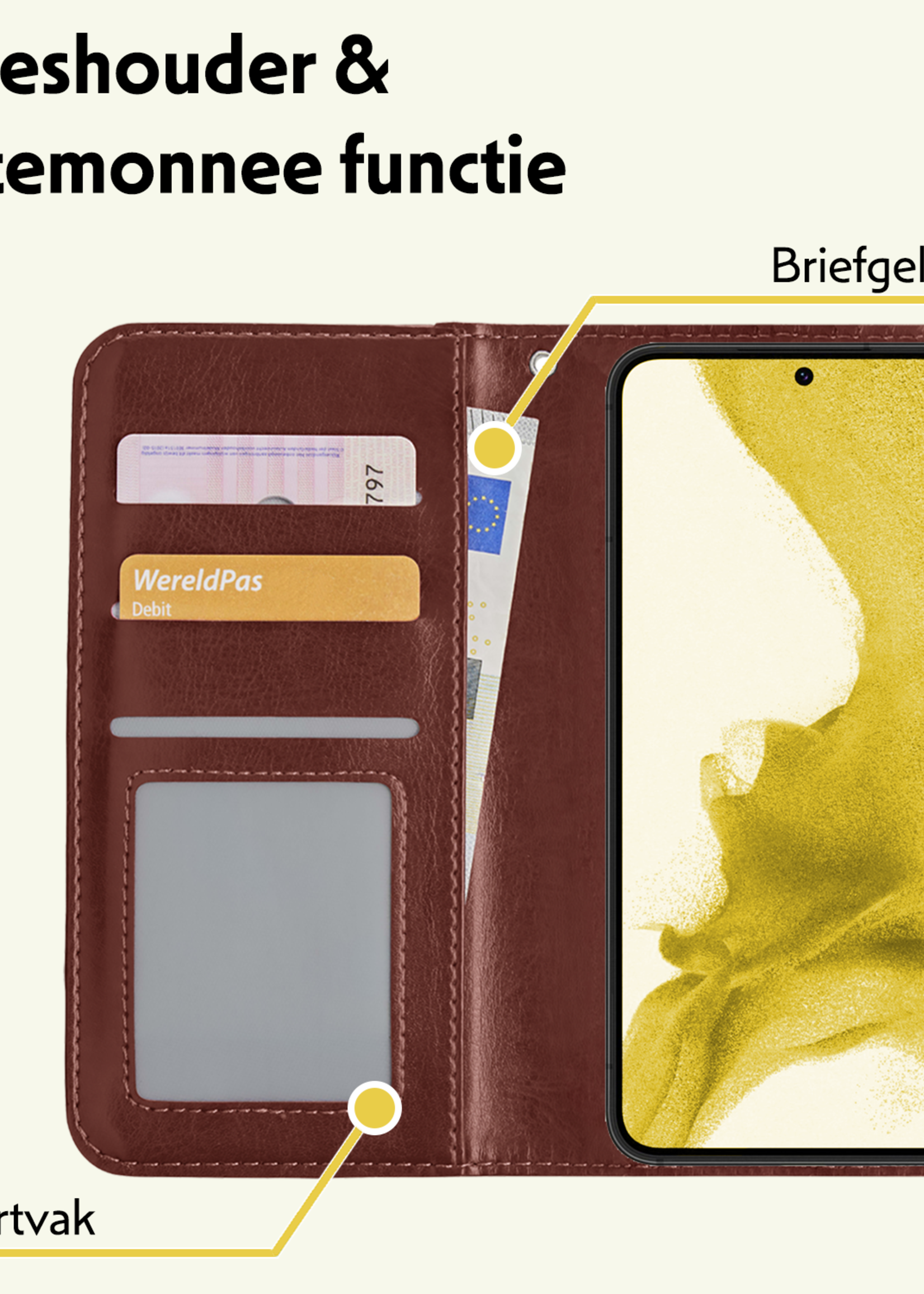 LUQ Hoesje Geschikt voor <model> Hoesje Case Uitneembare Bookcase 2-in-1 Hoes Met Screenprotector - Hoes Geschikt voor <model2> Hoes Wallet Case Met Pasjeshouder Hoesje - <color>