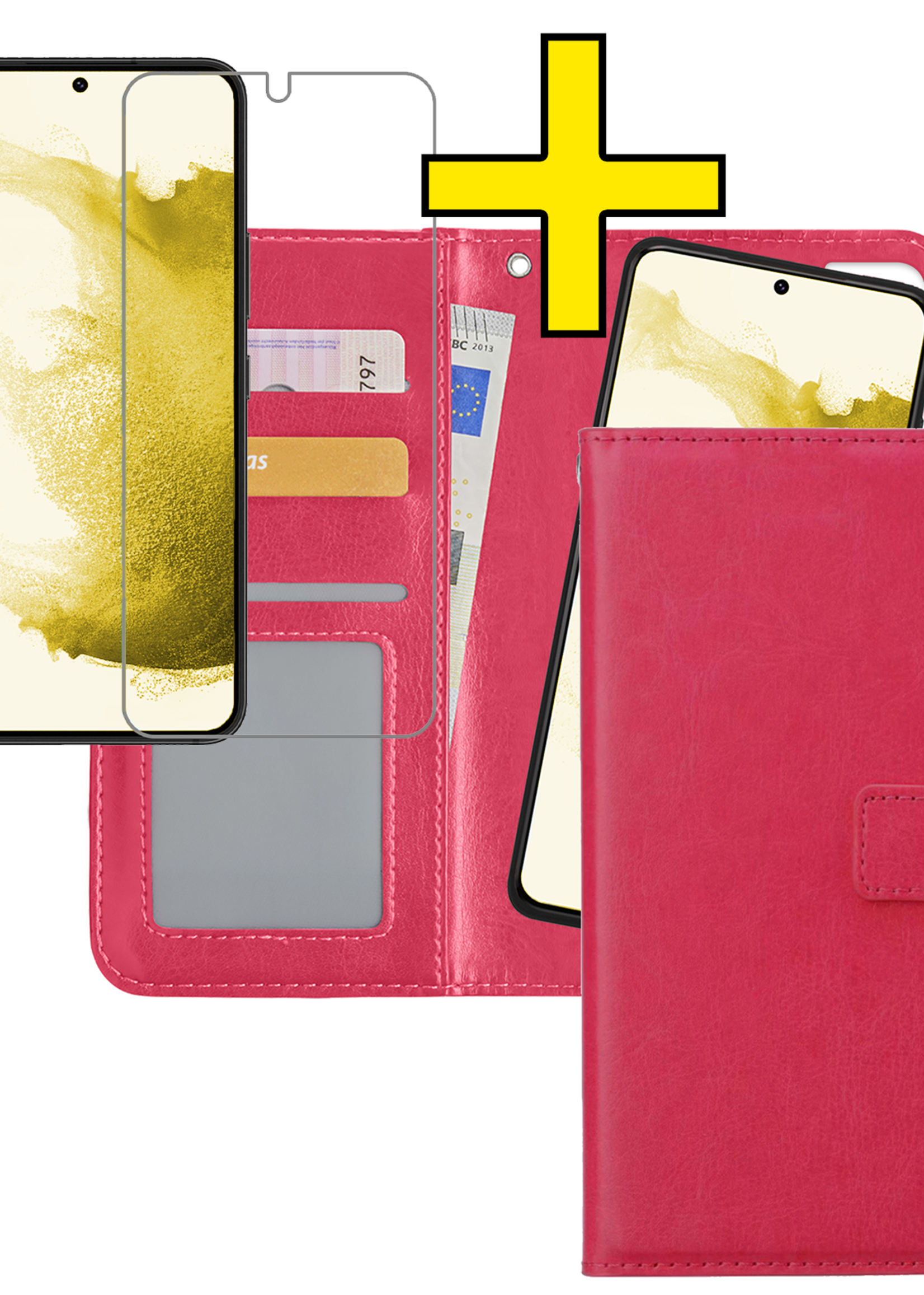 LUQ Hoesje Geschikt voor <model> Hoesje Case Uitneembare Bookcase 2-in-1 Hoes Met Screenprotector - Hoes Geschikt voor <model2> Hoes Wallet Case Met Pasjeshouder Hoesje - <color>