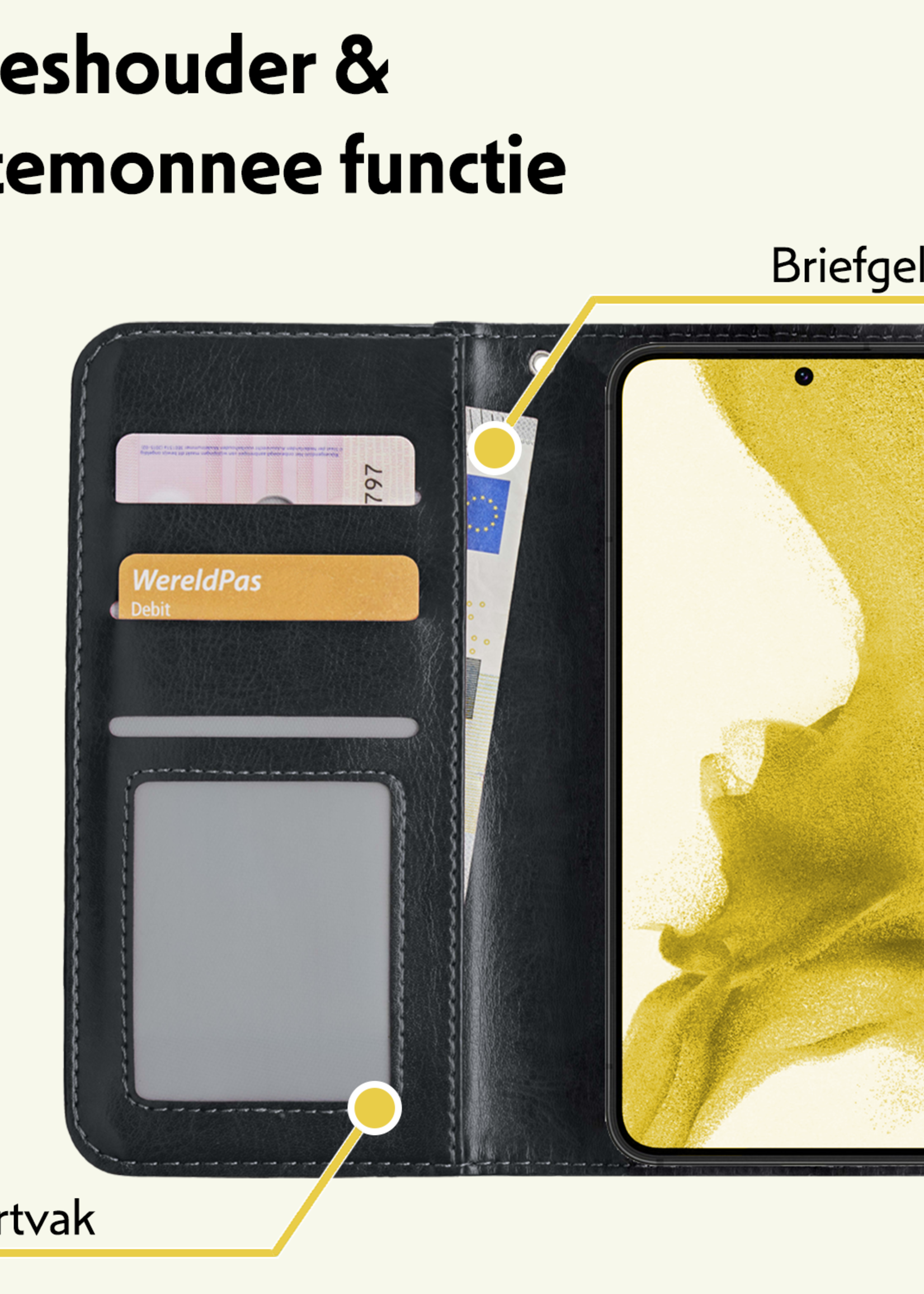 LUQ Hoesje Geschikt voor <model> Hoesje Case Uitneembare Bookcase 2-in-1 Hoes Met Screenprotector - Hoes Geschikt voor <model2> Hoes Wallet Case Met Pasjeshouder Hoesje - <color>