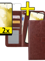 LUQ LUQ Samsung Galaxy S22 Plus Hoesje Bookcase Uitneembaar Met 2x Screenprotector - Bruin