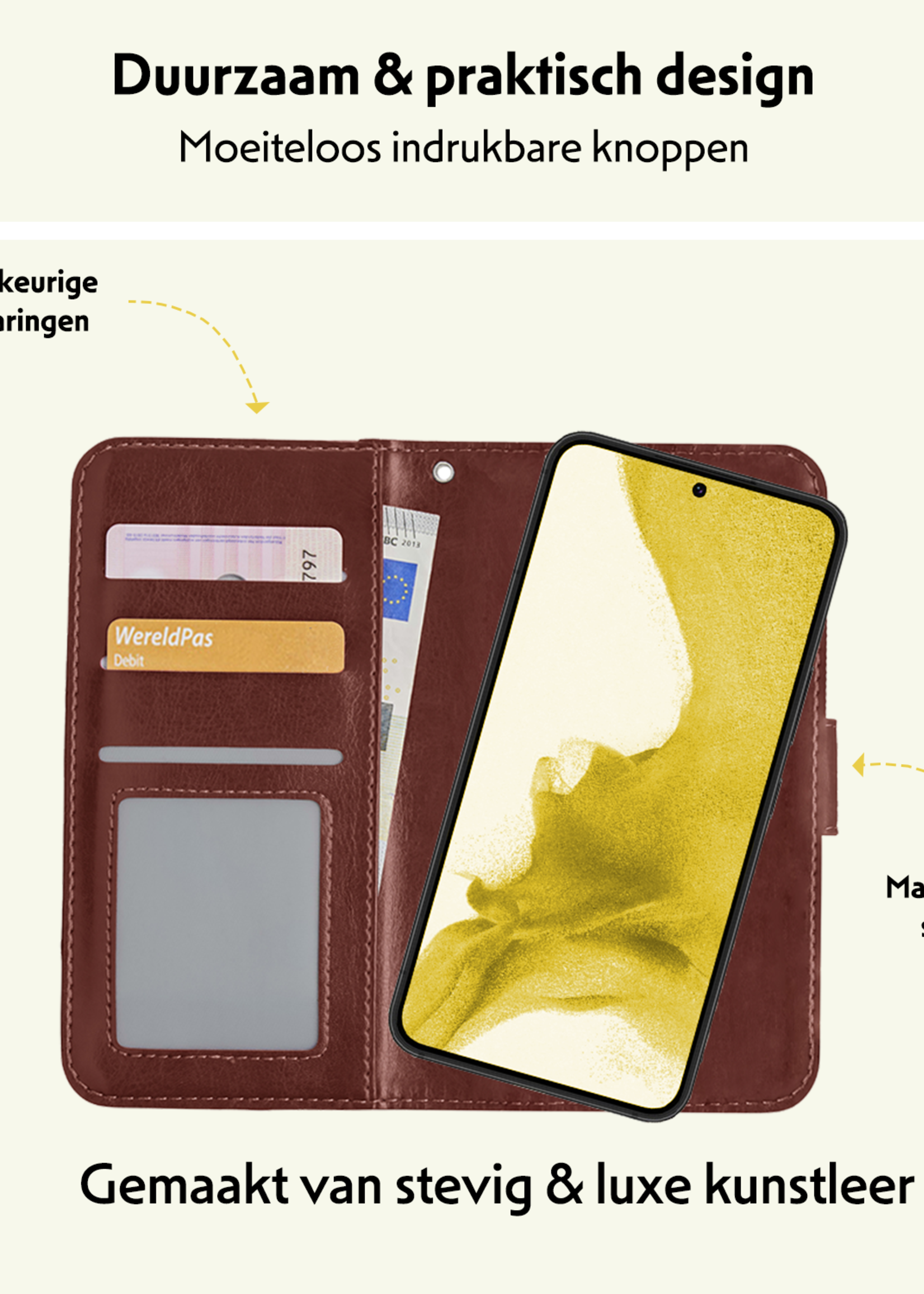 LUQ Hoesje Geschikt voor <model> Hoesje Case Uitneembare Bookcase 2-in-1 Hoes Met 2x Screenprotector - Hoes Geschikt voor <model2> Hoes Wallet Case Met Pasjeshouder Hoesje - <color>