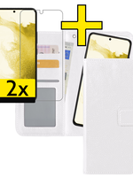 LUQ LUQ Samsung Galaxy S22 Plus Hoesje Bookcase Uitneembaar Met 2x Screenprotector - Wit