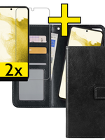 LUQ LUQ Samsung Galaxy S22 Plus Hoesje Bookcase Uitneembaar Met 2x Screenprotector - Zwart