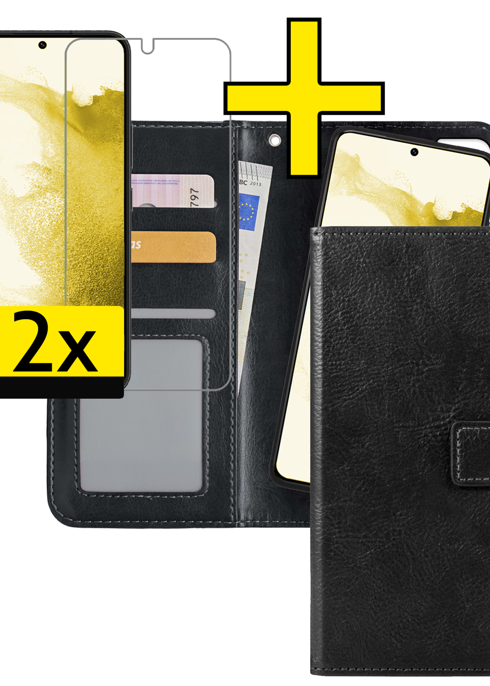 LUQ Hoesje Geschikt voor <model> Hoesje Case Uitneembare Bookcase 2-in-1 Hoes Met 2x Screenprotector - Hoes Geschikt voor <model2> Hoes Wallet Case Met Pasjeshouder Hoesje - <color>