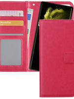 LUQ LUQ Samsung Galaxy S22 Ultra Hoesje Bookcase Uitneembaar - Donkerroze