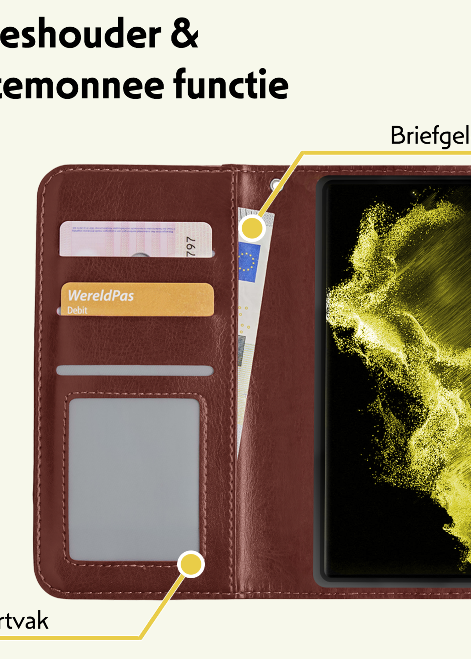 LUQ Hoesje Geschikt voor <model> Hoesje Case Uitneembare Bookcase 2-in-1 Hoes Met Screenprotector - Hoes Geschikt voor <model2> Hoes Wallet Case Met Pasjeshouder Hoesje - <color>