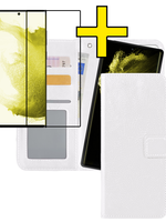 LUQ LUQ Samsung Galaxy S22 Ultra Hoesje Bookcase Uitneembaar Met Screenprotector - Wit