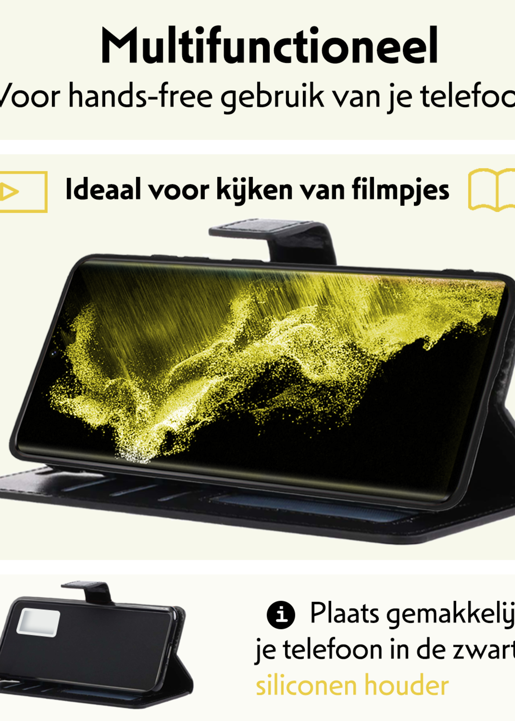 LUQ Hoesje Geschikt voor <model> Hoesje Case Uitneembare Bookcase 2-in-1 Hoes Met Screenprotector - Hoes Geschikt voor <model2> Hoes Wallet Case Met Pasjeshouder Hoesje - <color>