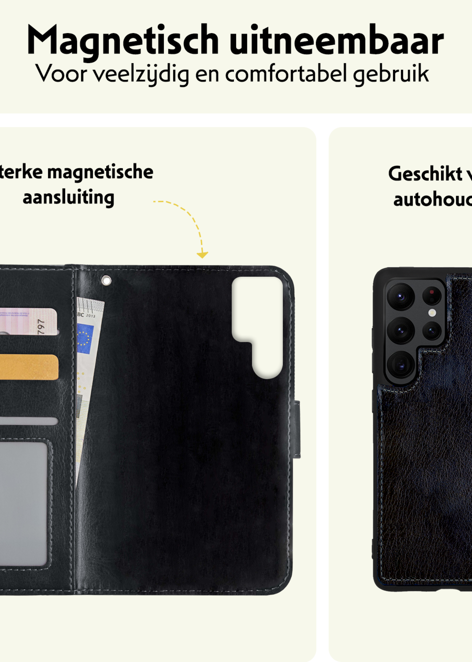 LUQ Hoesje Geschikt voor <model> Hoesje Case Uitneembare Bookcase 2-in-1 Hoes Met Screenprotector - Hoes Geschikt voor <model2> Hoes Wallet Case Met Pasjeshouder Hoesje - <color>