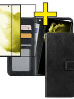 LUQ LUQ Samsung Galaxy S22 Ultra Hoesje Bookcase Uitneembaar Met Screenprotector - Zwart