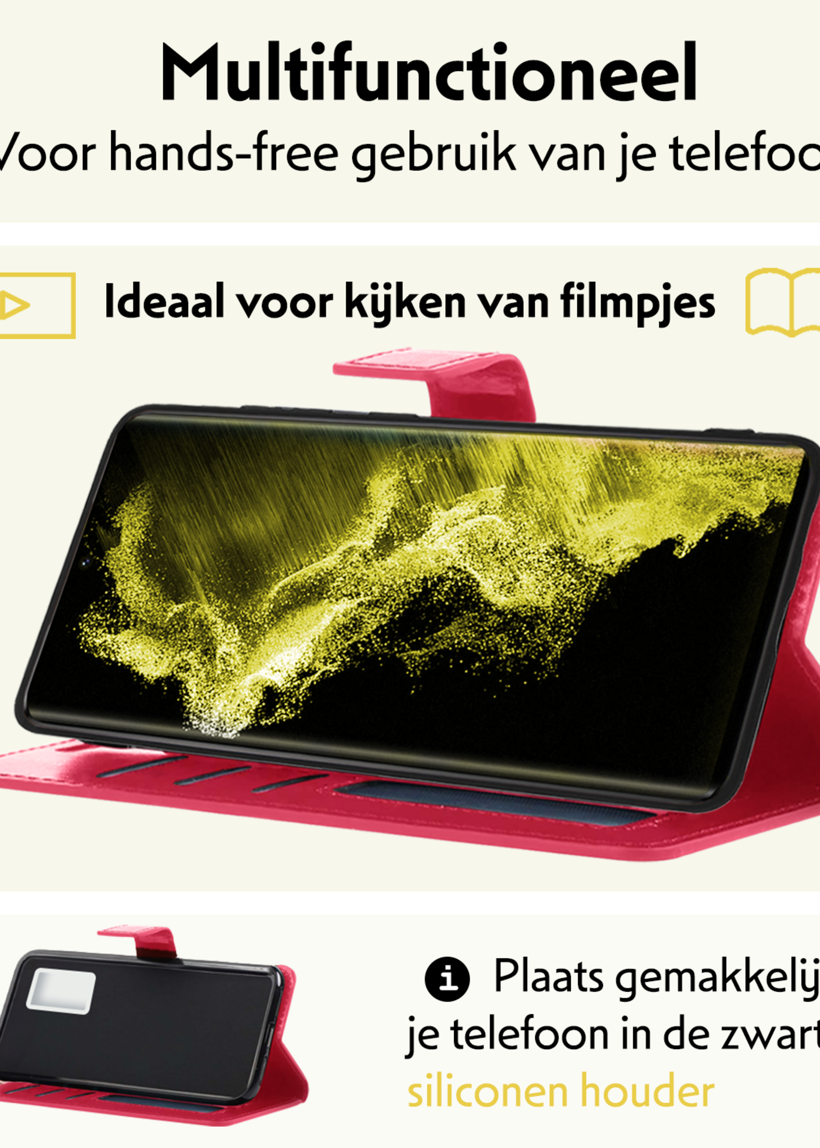 LUQ Hoesje Geschikt voor <model> Hoesje Case Uitneembare Bookcase 2-in-1 Hoes Met 2x Screenprotector - Hoes Geschikt voor <model2> Hoes Wallet Case Met Pasjeshouder Hoesje - <color>