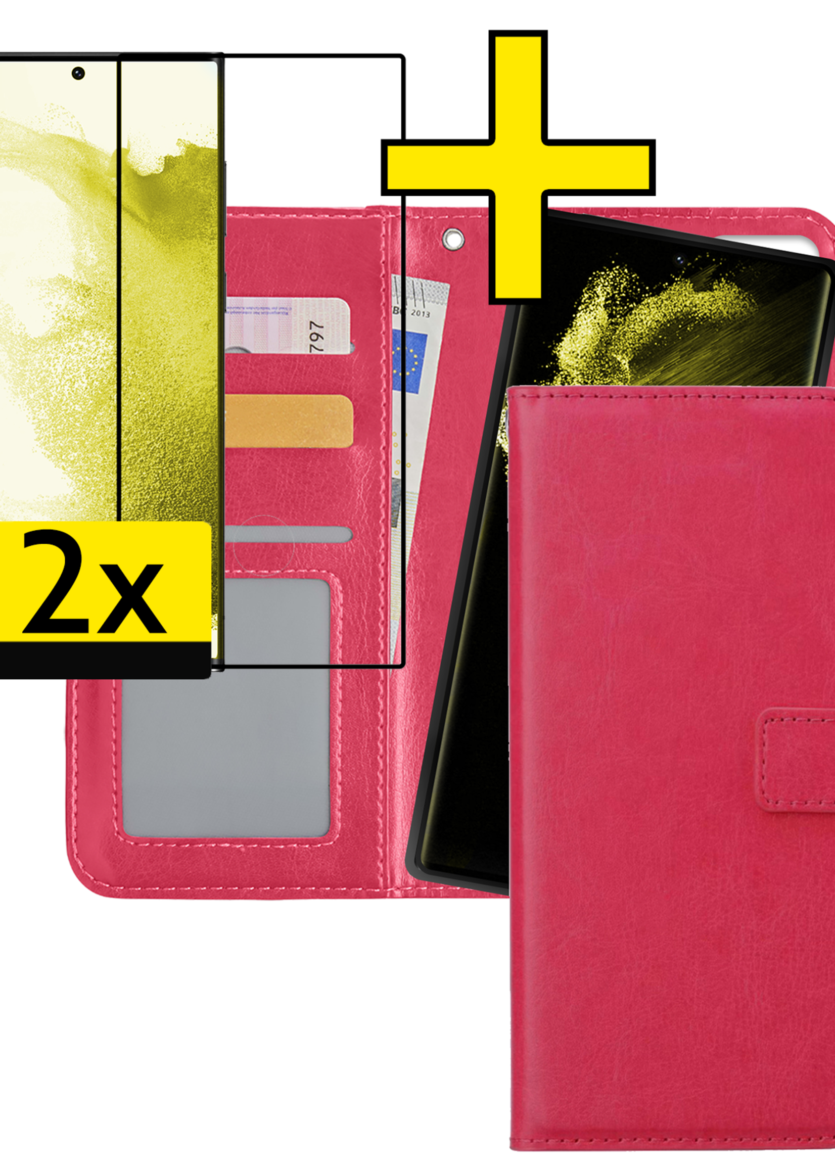 LUQ Hoesje Geschikt voor <model> Hoesje Case Uitneembare Bookcase 2-in-1 Hoes Met 2x Screenprotector - Hoes Geschikt voor <model2> Hoes Wallet Case Met Pasjeshouder Hoesje - <color>