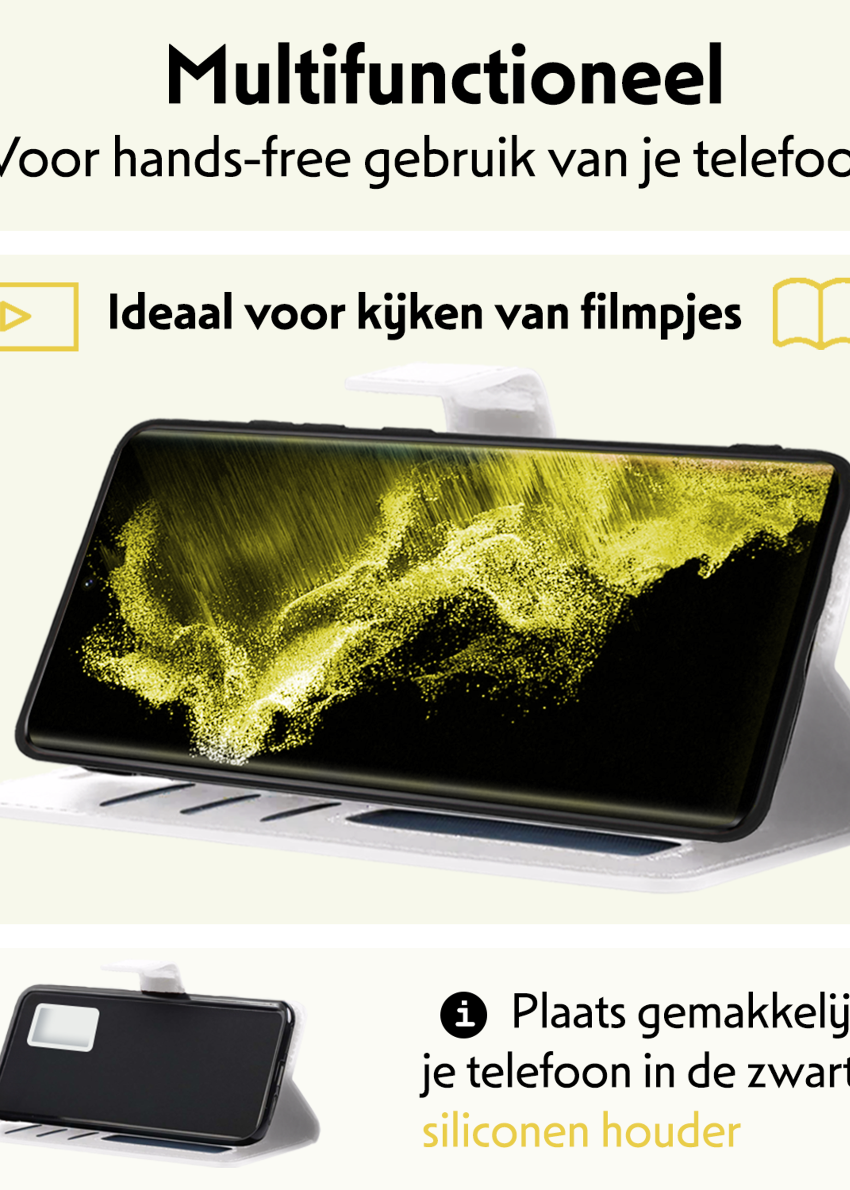 LUQ Hoesje Geschikt voor <model> Hoesje Case Uitneembare Bookcase 2-in-1 Hoes Met 2x Screenprotector - Hoes Geschikt voor <model2> Hoes Wallet Case Met Pasjeshouder Hoesje - <color>