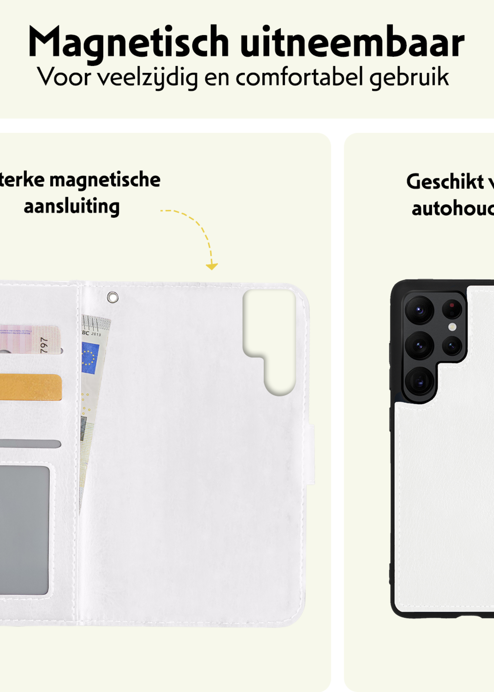 LUQ Hoesje Geschikt voor <model> Hoesje Case Uitneembare Bookcase 2-in-1 Hoes Met 2x Screenprotector - Hoes Geschikt voor <model2> Hoes Wallet Case Met Pasjeshouder Hoesje - <color>