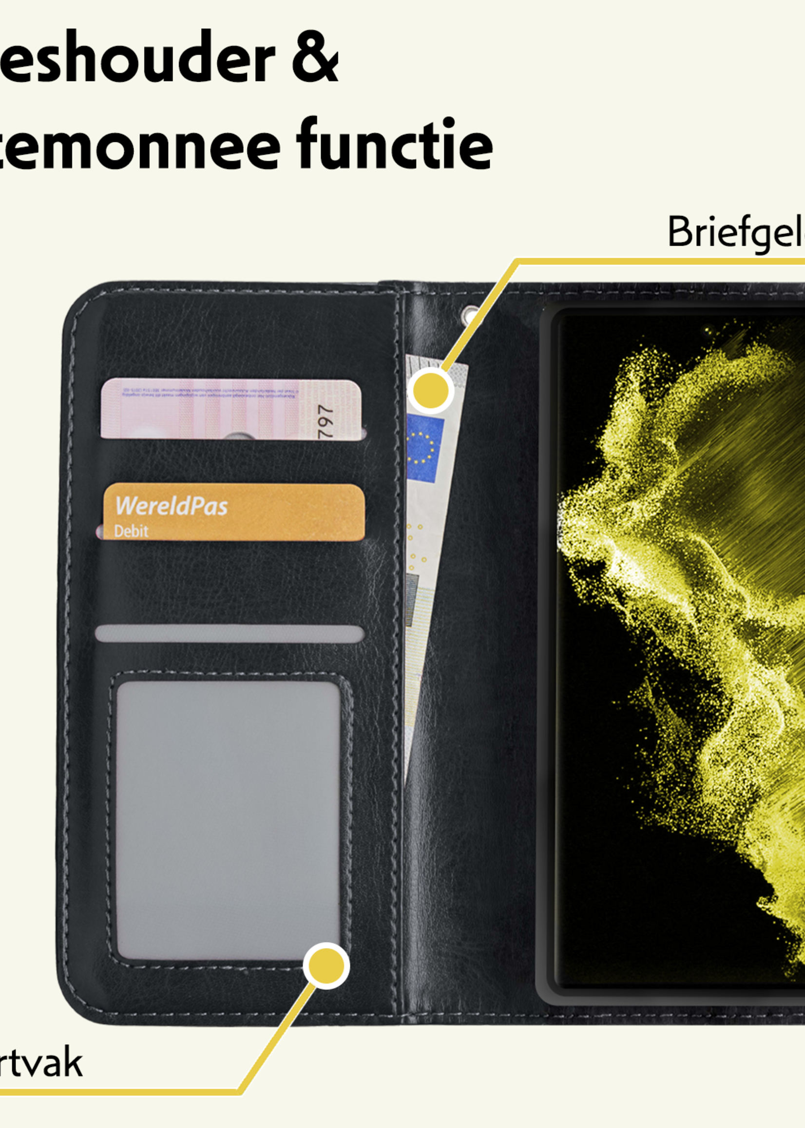 LUQ Hoesje Geschikt voor <model> Hoesje Case Uitneembare Bookcase 2-in-1 Hoes Met 2x Screenprotector - Hoes Geschikt voor <model2> Hoes Wallet Case Met Pasjeshouder Hoesje - <color>