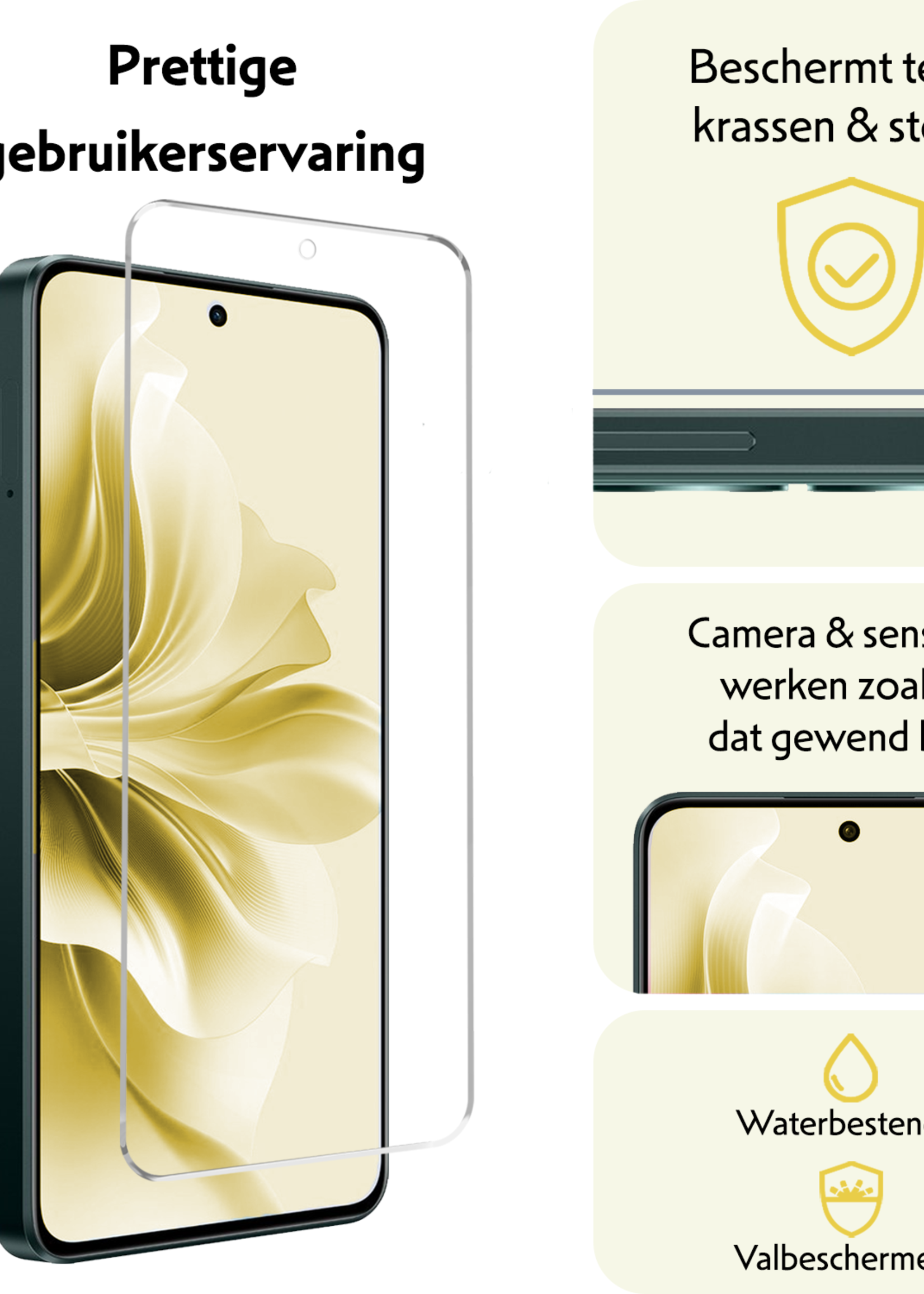 LUQ Screenprotector Geschikt voor Oppo Reno11 F Screenprotector Glas Gehard Tempered Glass - Screenprotector Geschikt voor Oppo Reno11 F Screen Protector Screen Cover - 2 PACK