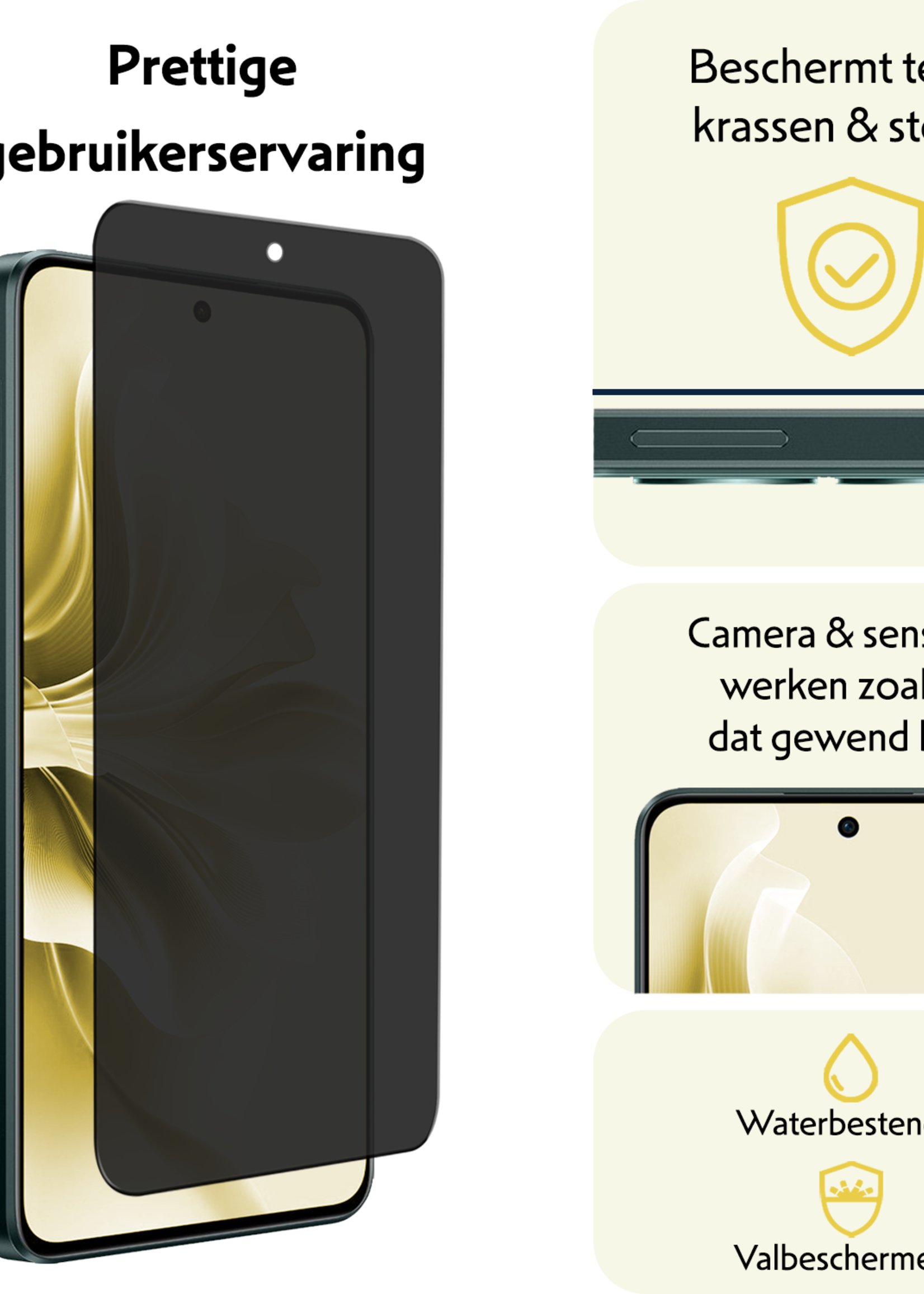 LUQ Screenprotector Geschikt voor Oppo Reno11 F Screenprotector Privacy Glas Gehard Full Cover - Screenprotector Geschikt voor Oppo Reno11 F Screenprotector Privacy Tempered Glass