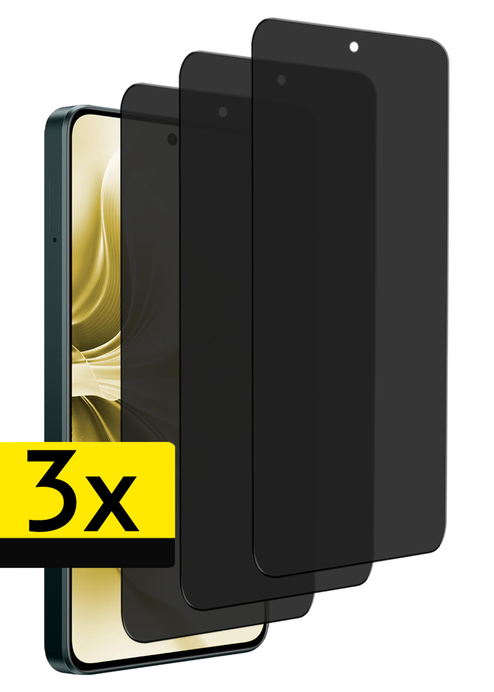 LUQ Screenprotector Geschikt voor Oppo Reno11 F Screenprotector Privacy Glas Gehard Full Cover - Screenprotector Geschikt voor Oppo Reno11 F Screenprotector Privacy Tempered Glass - 3 PACK