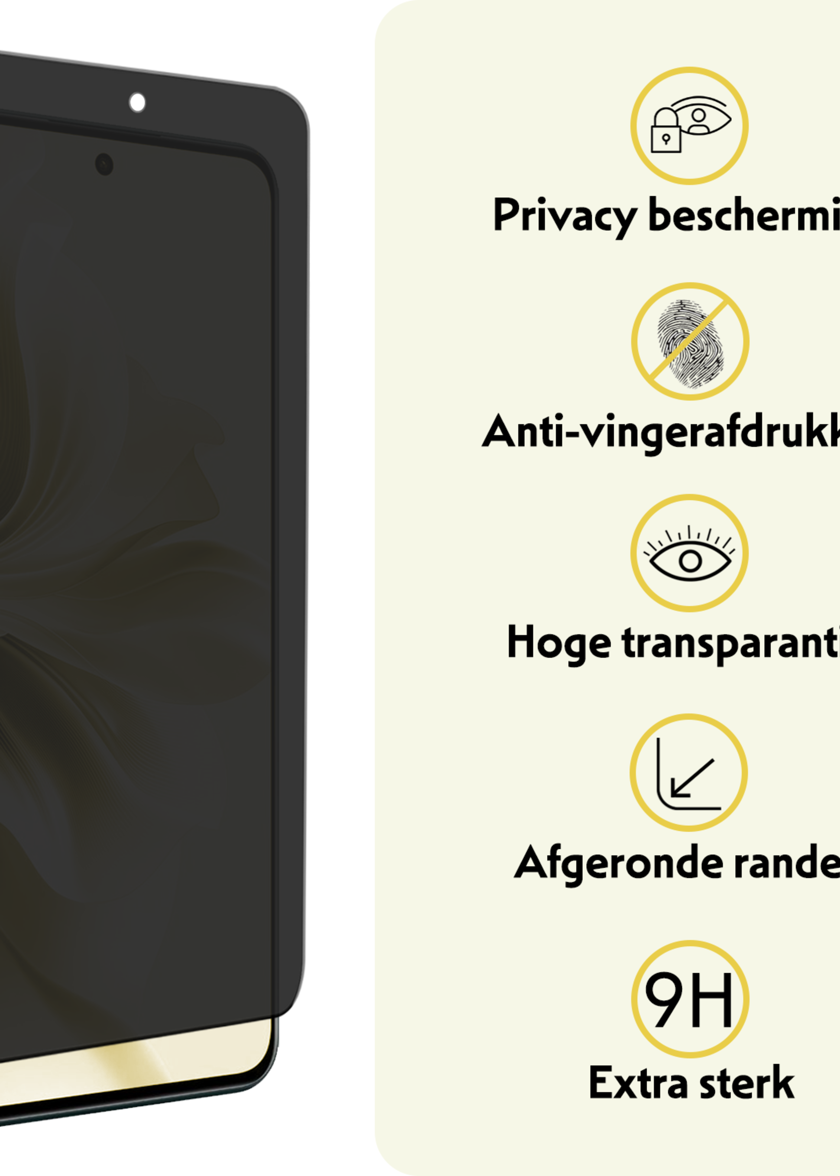 LUQ Screenprotector Geschikt voor Oppo Reno11 F Screenprotector Privacy Glas Gehard Full Cover - Screenprotector Geschikt voor Oppo Reno11 F Screenprotector Privacy Tempered Glass - 3 PACK