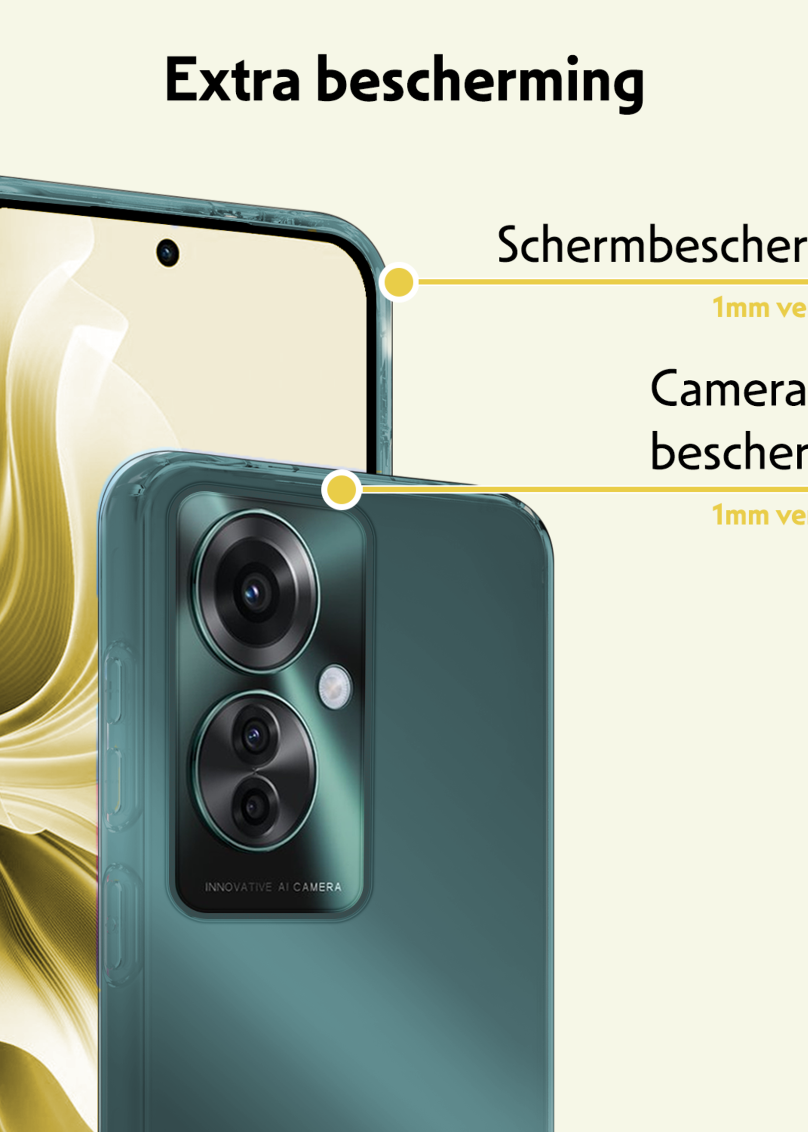 LUQ Hoesje Geschikt voor Oppo Reno11 F Hoesje Siliconen Case Hoes - Hoes Geschikt voor Oppo Reno11 F Hoes Cover Case - Transparant