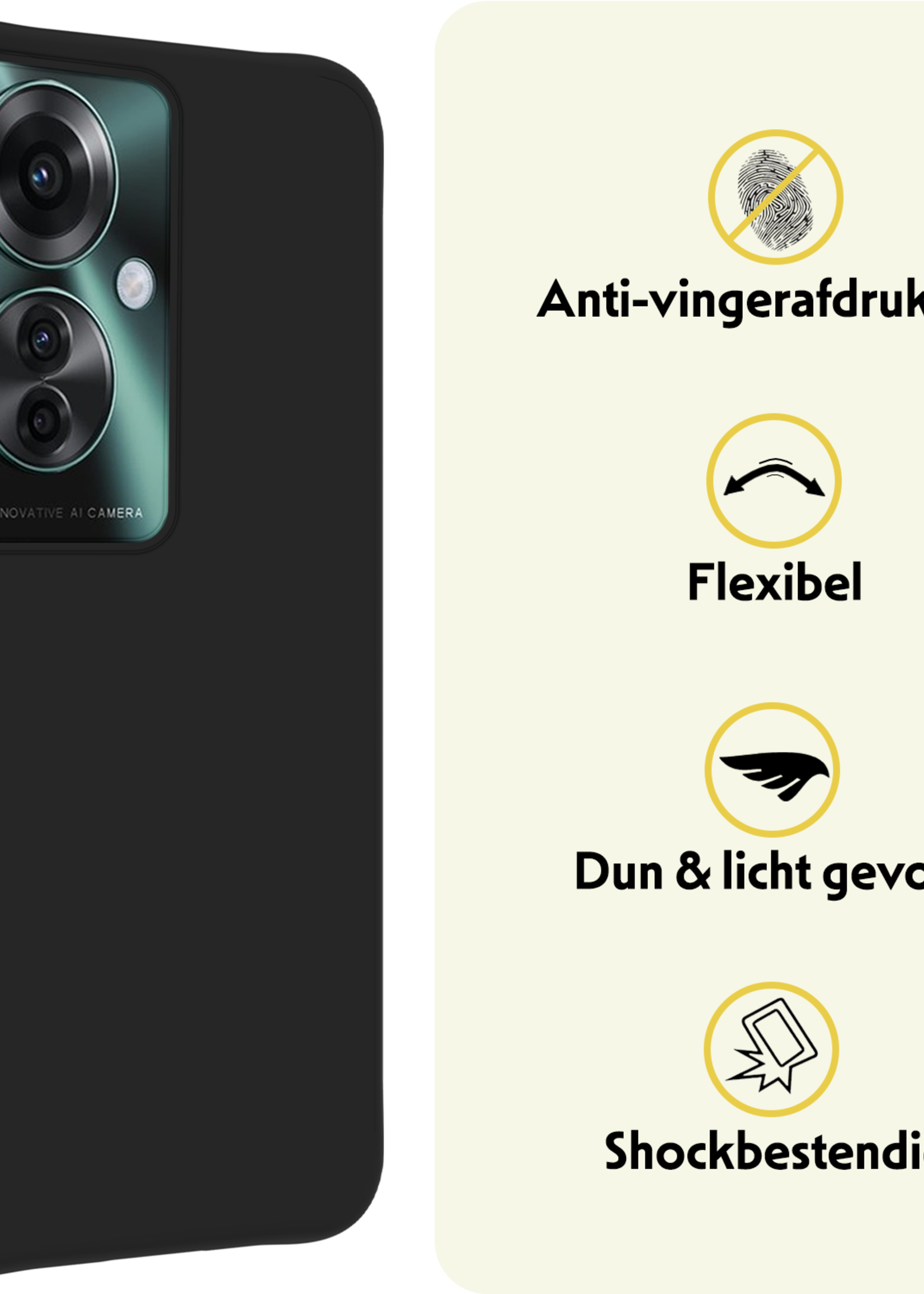 LUQ Hoesje Geschikt voor Oppo Reno11 F Hoesje Siliconen Case Hoes - Hoes Geschikt voor Oppo Reno11 F Hoes Cover Case - Zwart