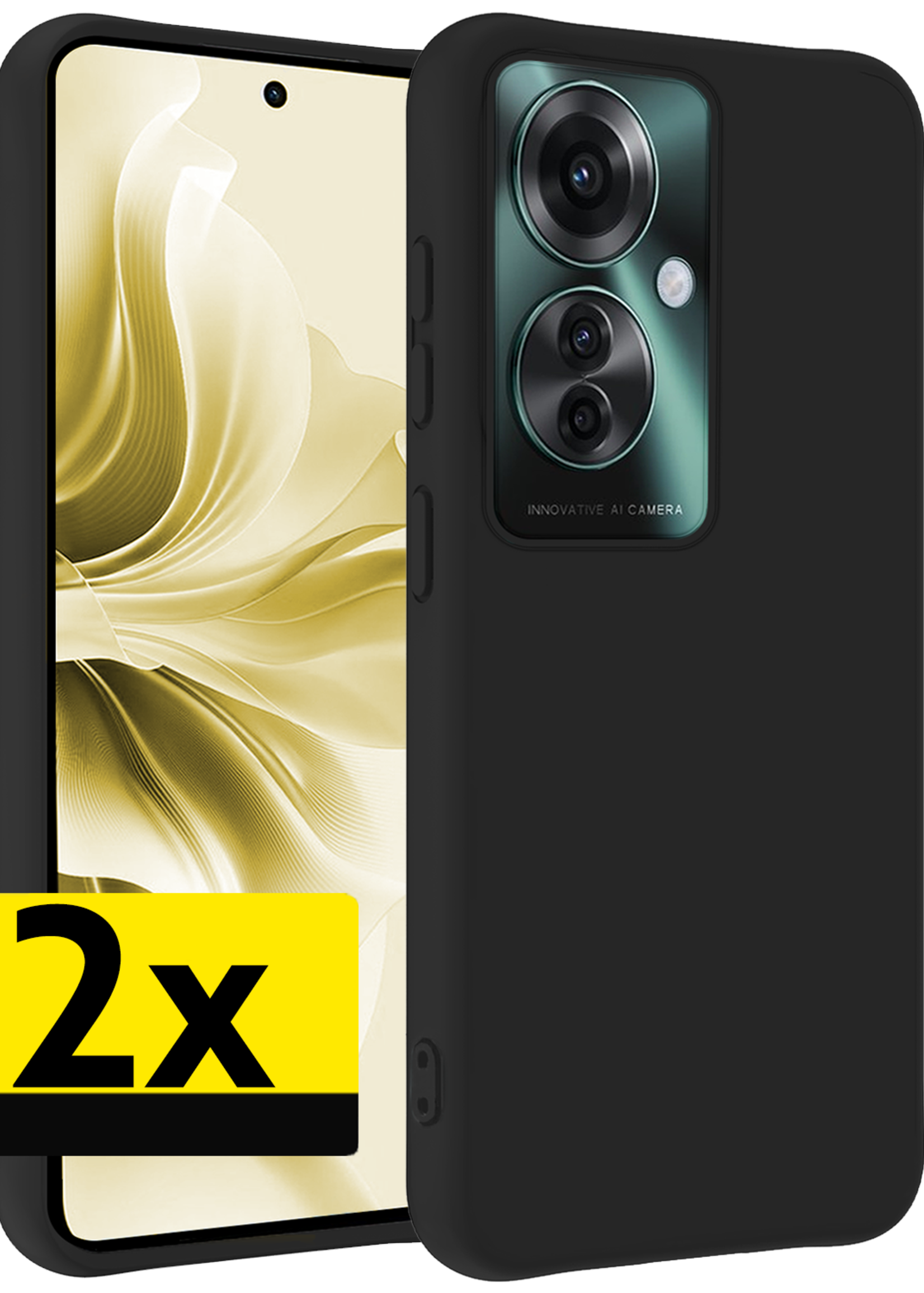 LUQ Hoesje Geschikt voor Oppo Reno11 F Hoesje Siliconen Case Hoes - Hoes Geschikt voor Oppo Reno11 F Hoes Cover Case - Zwart - 2 PACK