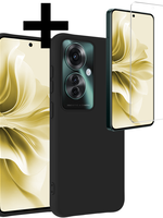 LUQ LUQ Oppo Reno11 F Hoesje Siliconen Met Screenprotector - Zwart