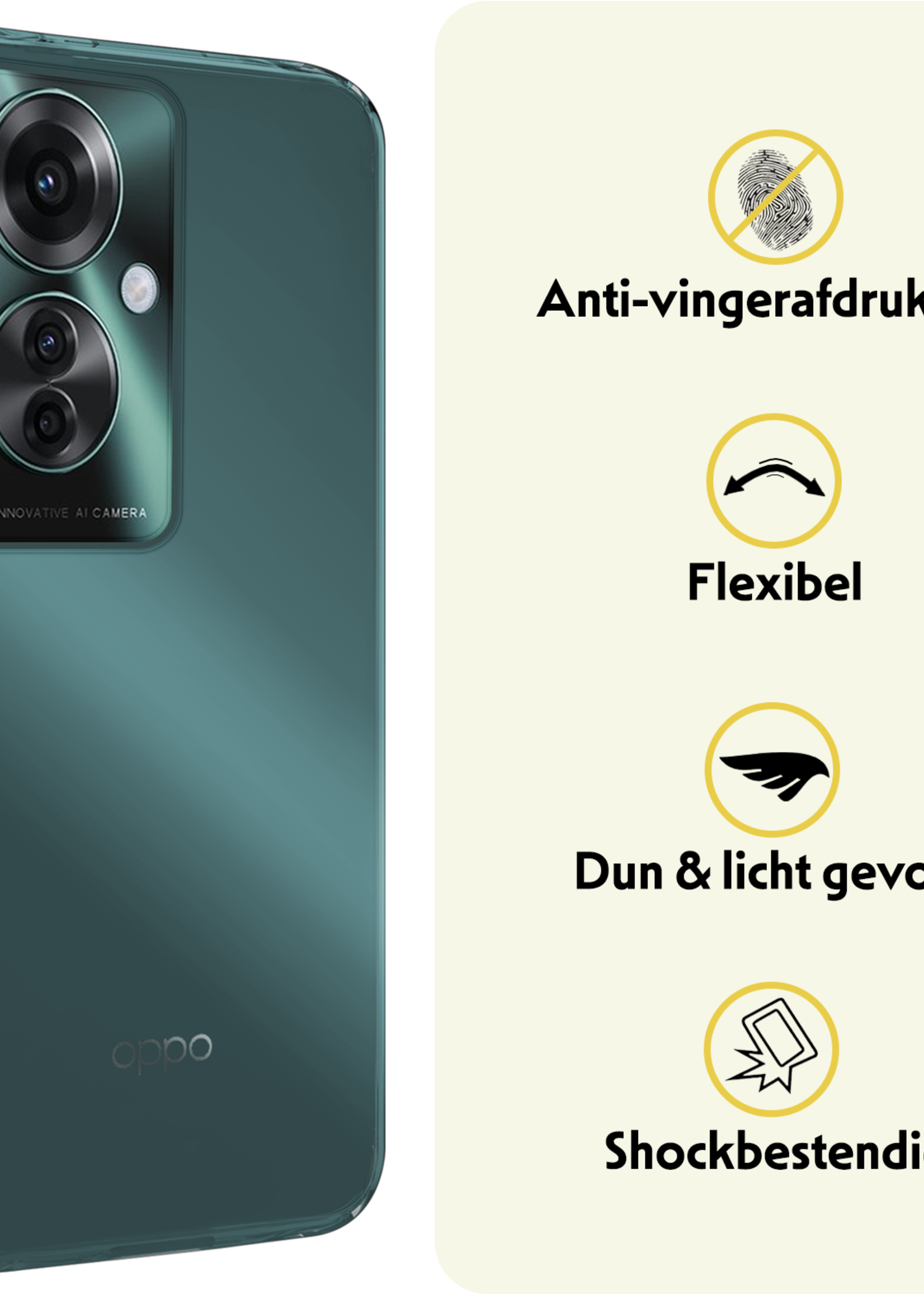 LUQ Hoesje Geschikt voor Oppo Reno11 F Hoesje Siliconen Case Hoes Met 2x Screenprotector - Hoes Geschikt voor Oppo Reno11 F Hoes Cover Case - Transparant