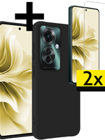 LUQ LUQ Oppo Reno11 F Hoesje Siliconen Met 2x Screenprotector - Zwart